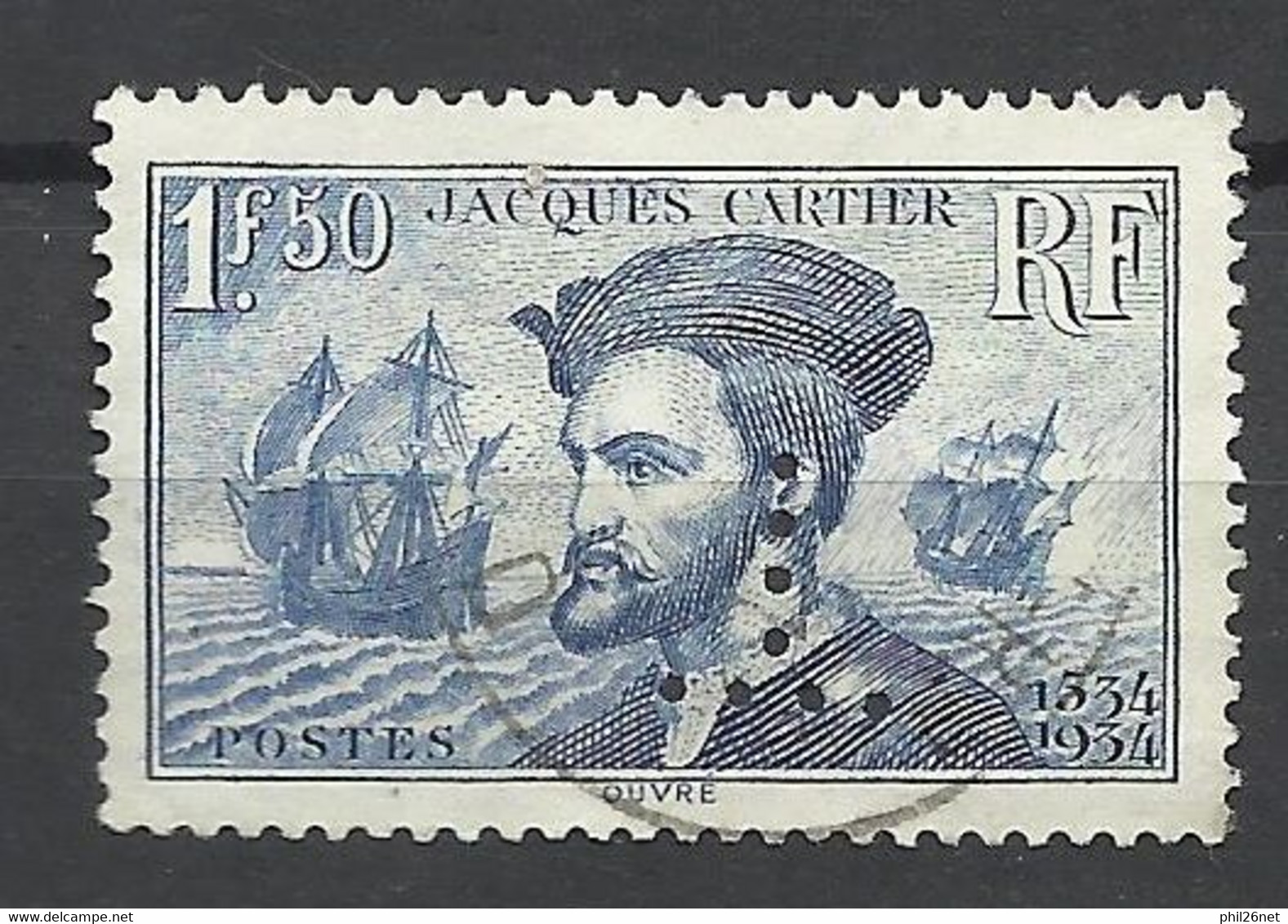 France         N° 297    Perforé    T         Oblitéré  B/ TB     Voir Scans  Soldes ! ! ! - Used Stamps