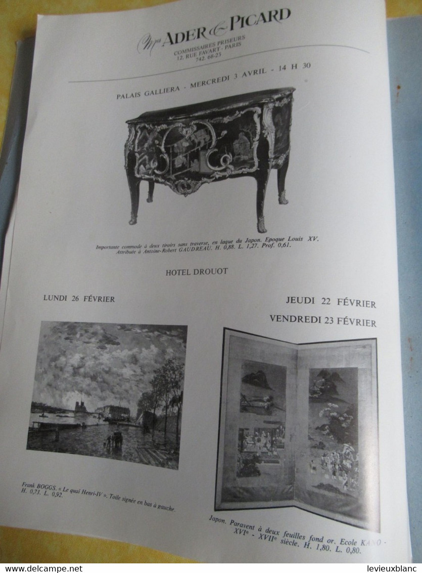 Vente aux enchères /Hôtel DROUOT Palais Galliera/ Vente publique/ ADER-PICARD/1968                          CAT293