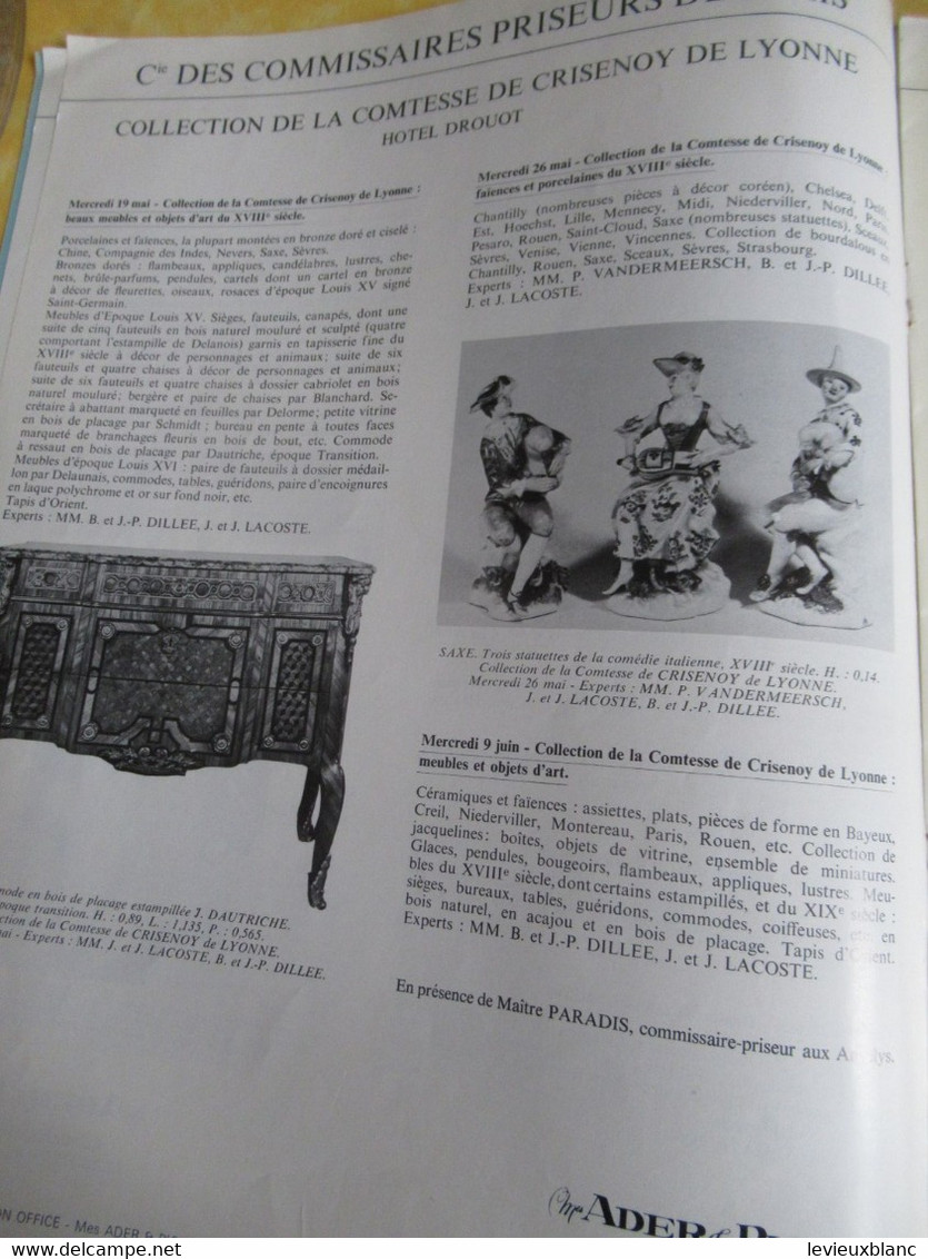 Vente aux enchères /Hôtel DROUOT Palais Galliera/ Vente publique/ ADER-PICARD/Mai-Juin1971                        CAT294