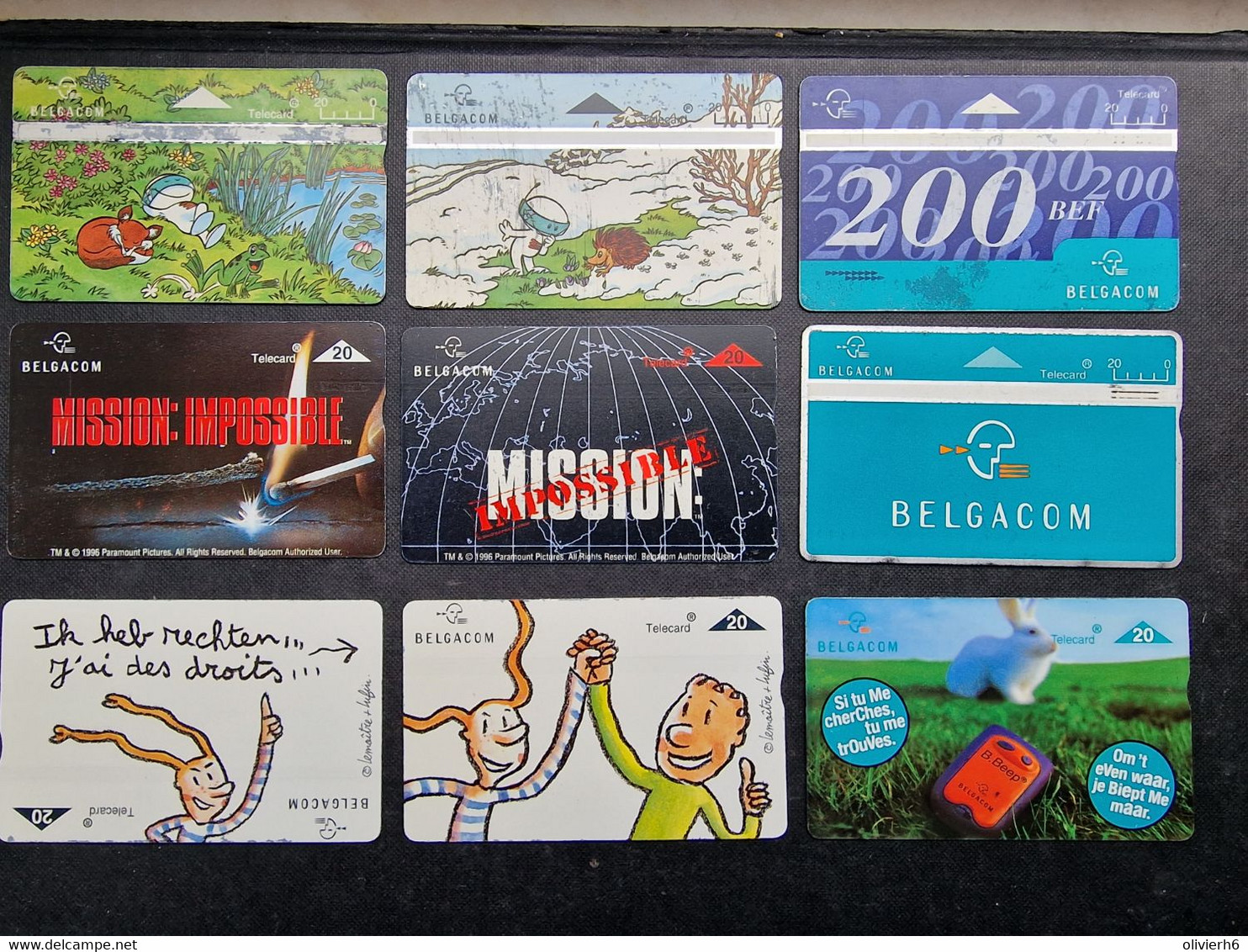 LOT 9 TELECARD (M2114) BELGACOM (2 Vues) Mission Impossible - Droits Des Enfants - Nature Et Extraterrestre (2) - Collections