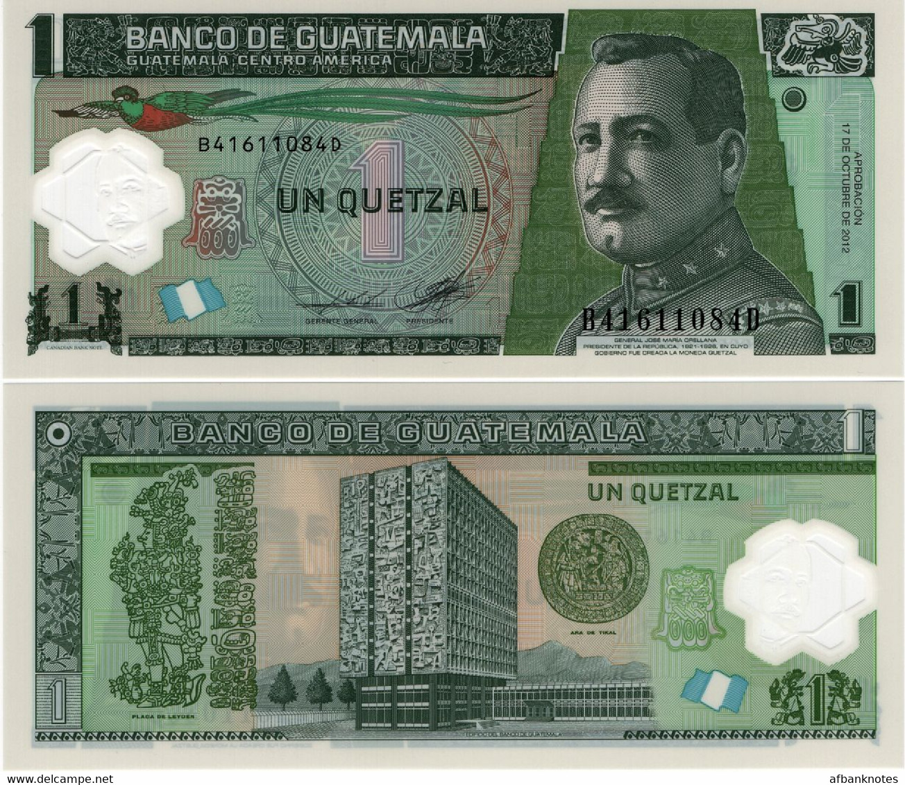 GUATEMALA       1 Quetzal       P-115[d]       17.10.2012       UNC - Guatemala