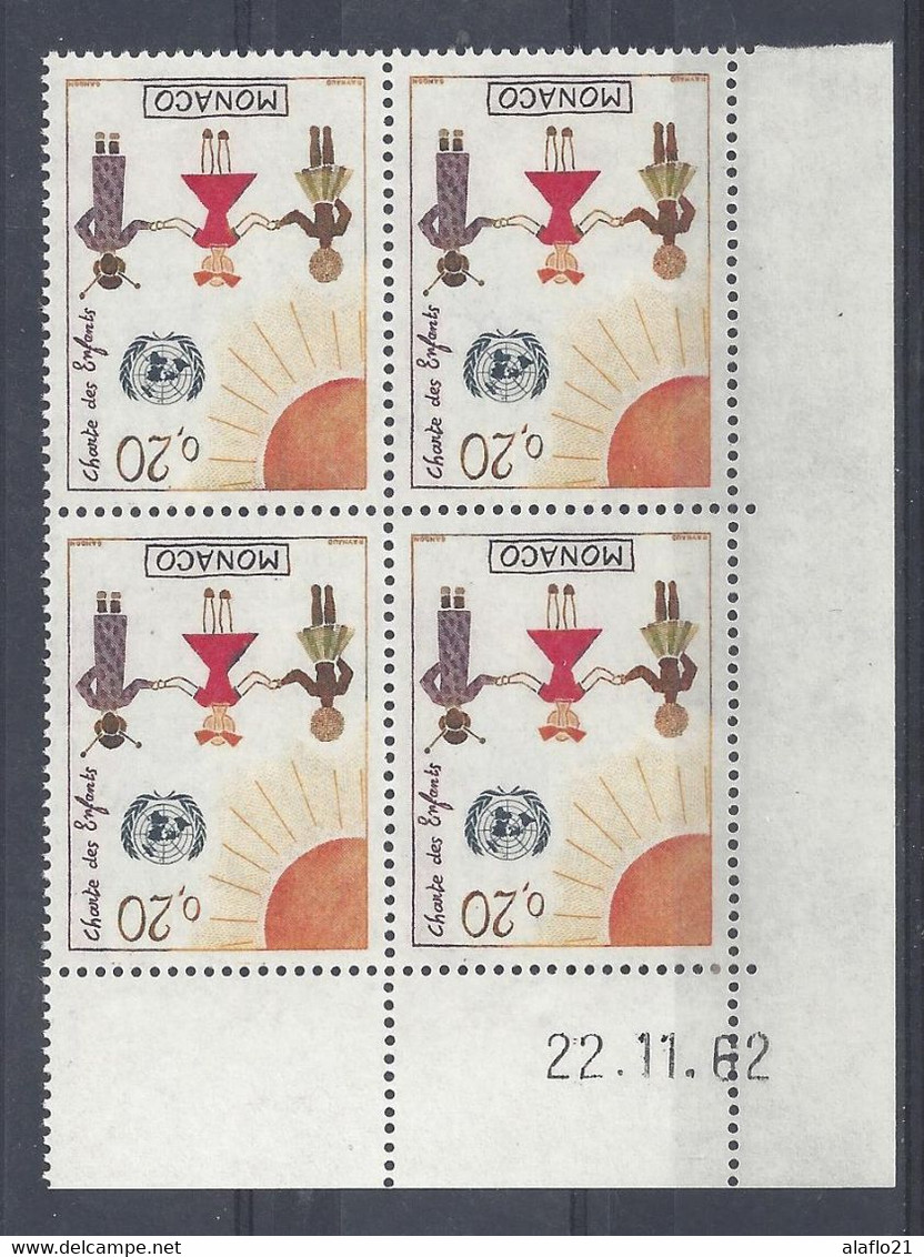 MONACO N° 602 - CHARTE Des ENFANTS - BLOC De 4 COIN DATE - NEUF SANS CHARNIERE - 22/11/62 - Ungebraucht