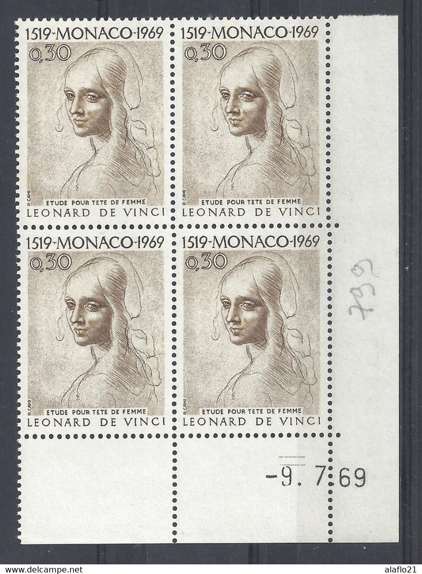 MONACO N° 799 - OEUVRE De LEONARD De VINCI - BLOC De 4 COIN DATE - NEUF SANS CHARNIERE - 9/7/69 - 2 Traits - Ungebraucht