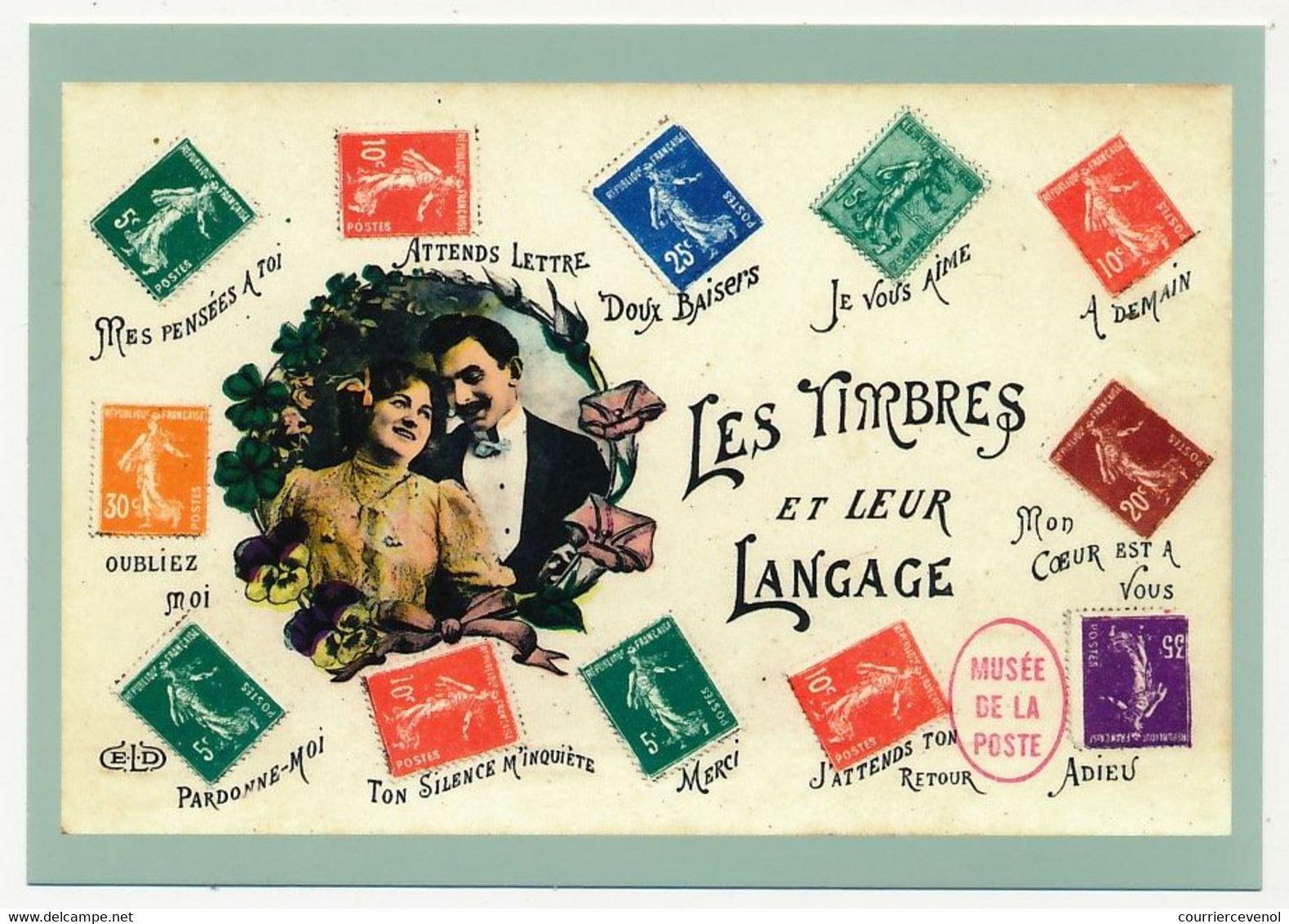 FRANCE - CP Timbramoi "Les Timbres Et Leur Langage" Fac Similé CP Ancienne - Prioritaire MONDE 20g - PAP: Sonstige (1995-...)