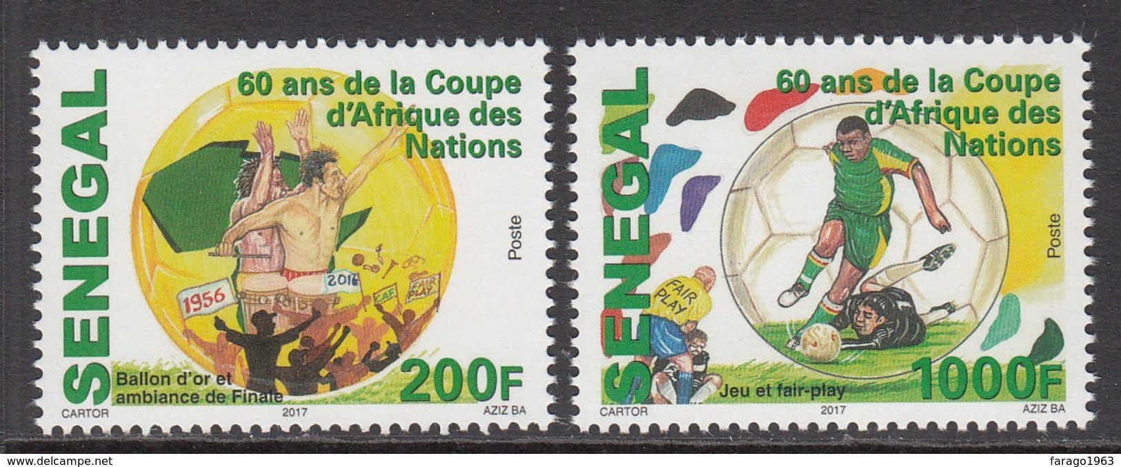 2017 Senegal Africa Cup Football Complete Set Of 2 MNH - Sénégal (1960-...)