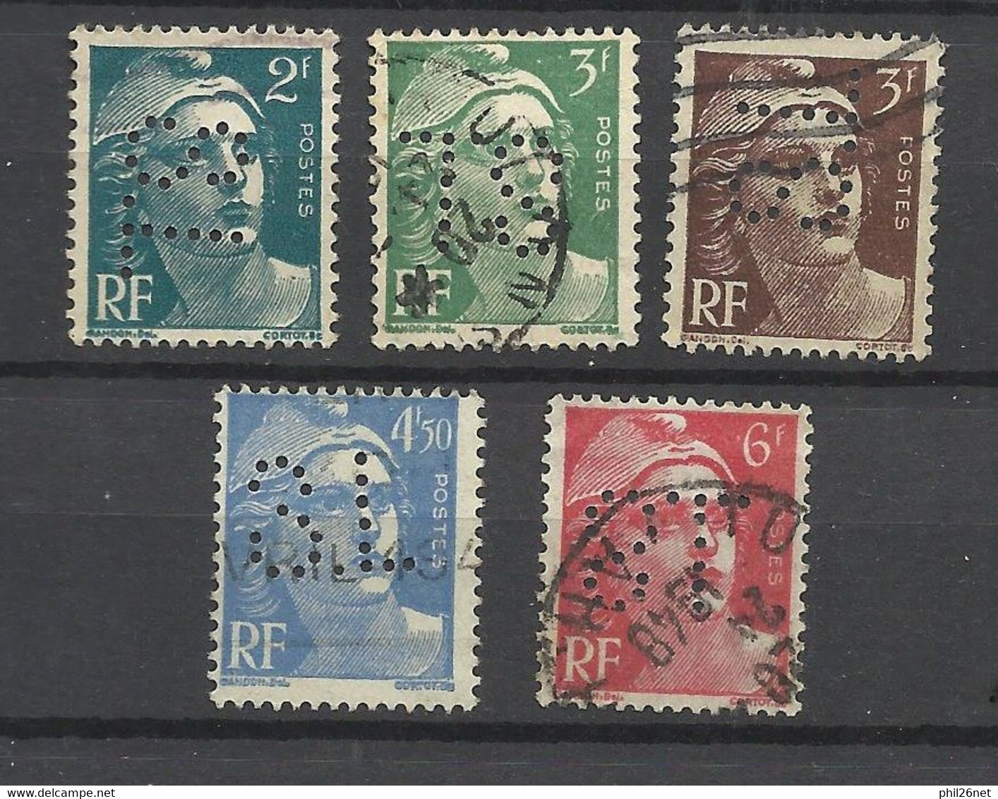 France    N° 713; 715; 716A ; 718A Et 721A     Perforations TS    Oblitérés  B/TB   Voir Scans  Soldes ! ! ! - Oblitérés