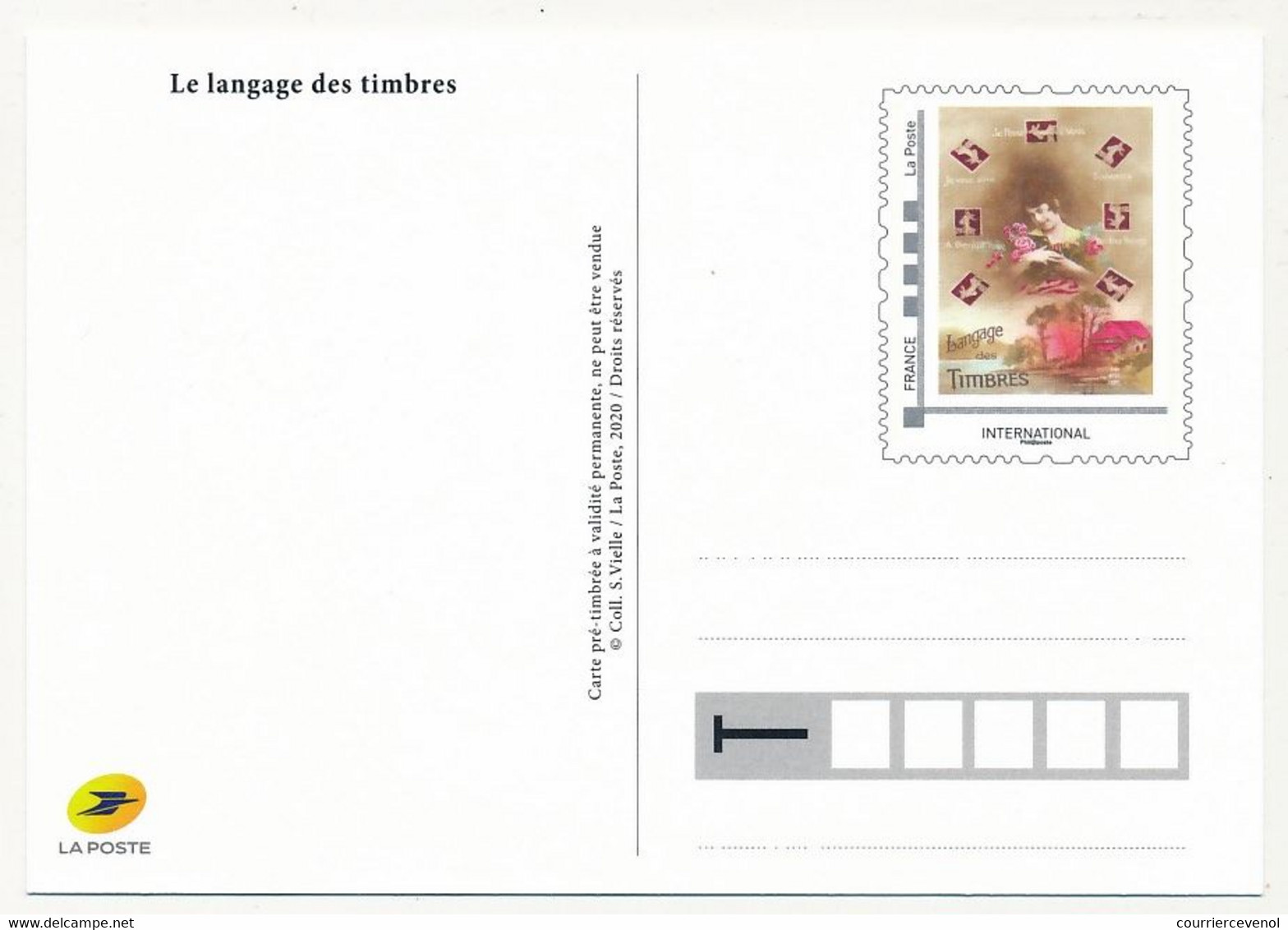 FRANCE - CP Timbramoi "Le Langage Des Timbres" Fac Similé CP Ancienne - Prioritaire INTERNATIONAL 20g - PAP: Sonstige (1995-...)