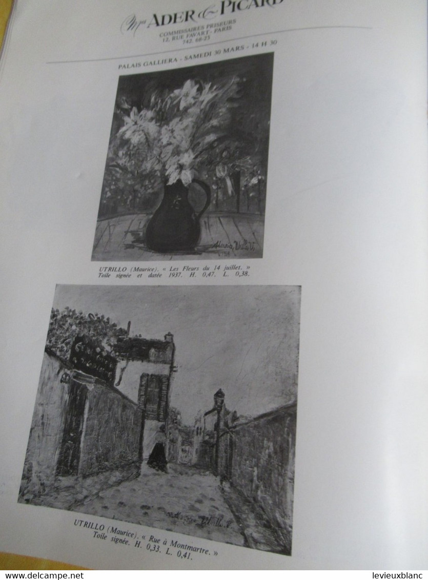 Vente aux enchères /Hôtel DROUOT Palais Galliera/ Vente publique/ ADER-PICARD/ Mars- Avril 1968       CAT296