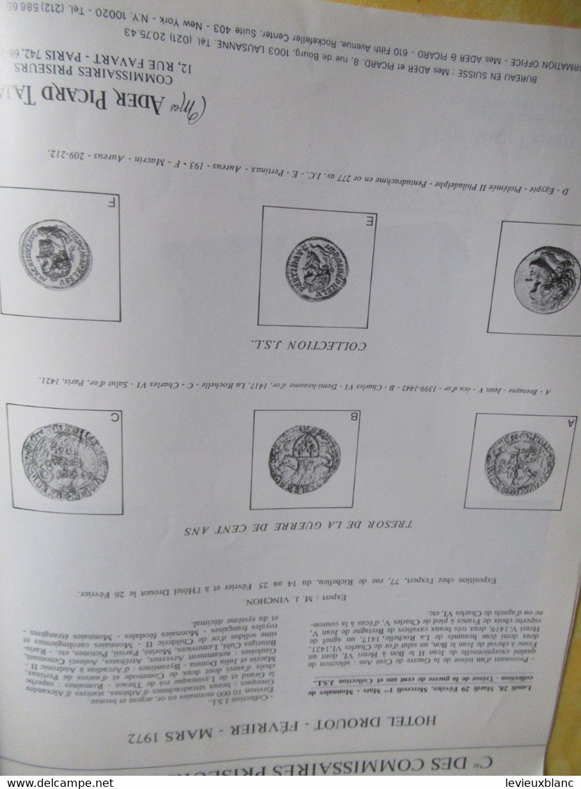 Vente aux enchères /Hôtel DROUOT Palais Galliera/ Vente publique/ ADER-PICARD-TAJAN/ Février-Mars 1972   CAT298