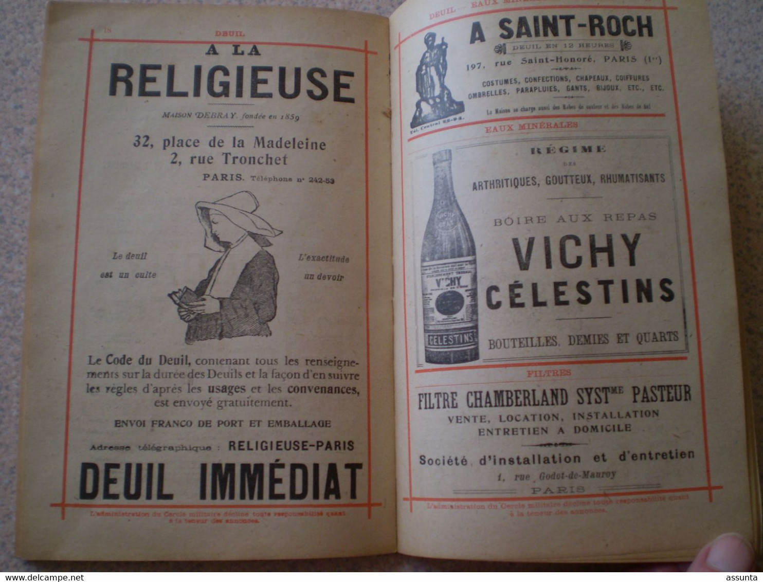 Cercle national des armées de terre et de mer: annuaire 1917, + de 50 publicités: Reutlinger Burberrys Bailly Cinzano