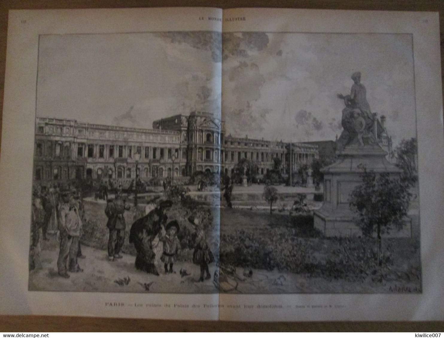 Gravure 1883 Paris  LES RUINES DU PALAIS DE TUILERIES    Avant Leur Démolition - Supplies And Equipment
