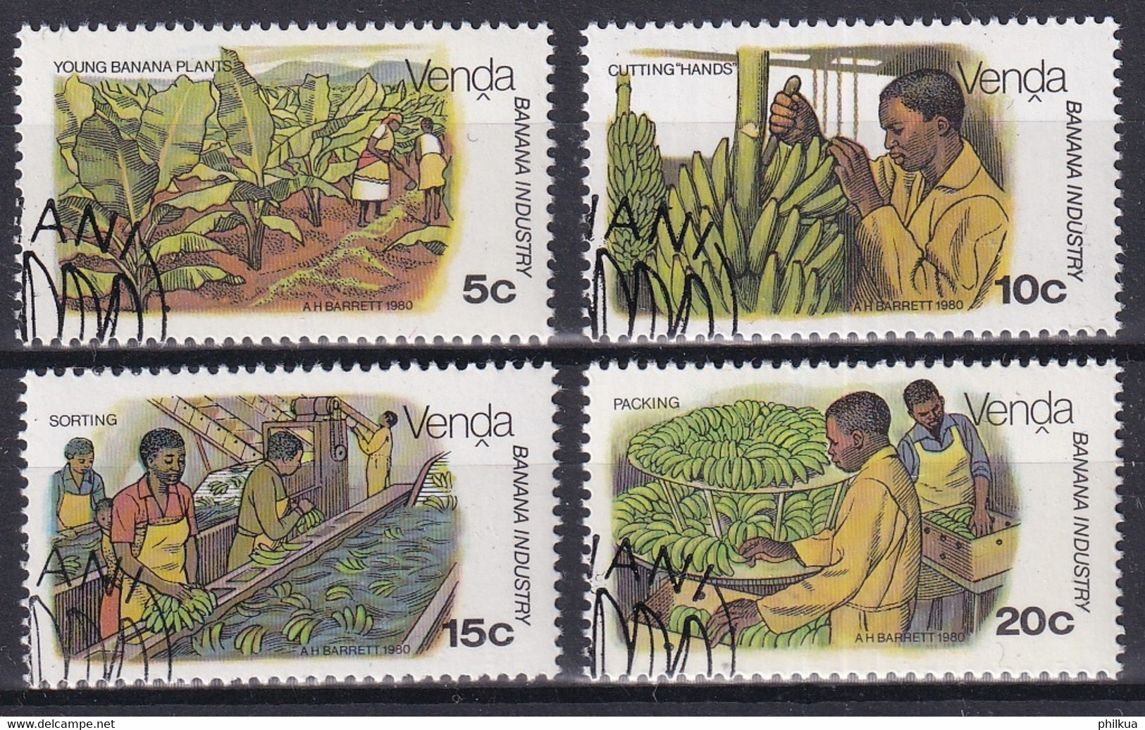 MiNr. 30 - 33 Südafrika, Venda 1980, 13. Aug. Bananenanbau - Sauber Gestempelt - Venda