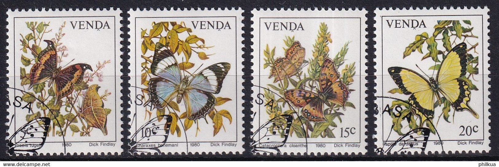 MiNr. 34 - 37 Südafrika, Venda 1980, 13. Nov. Schmetterlinge - Sauber Gestempelt - Venda