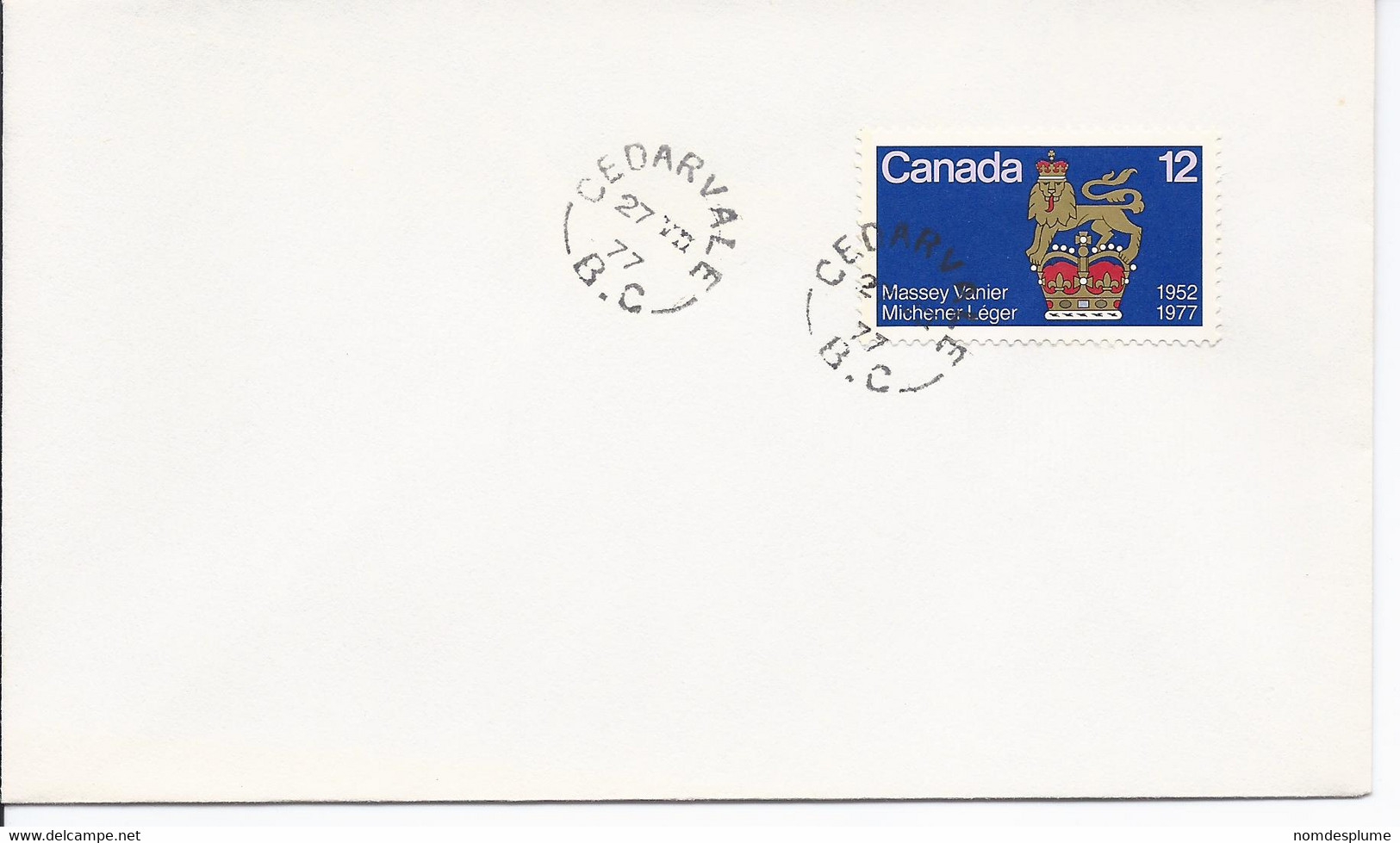 16522) Canada Cover Brief Lettre 1977 BC British Columbia Post Office Postmark Cancel Cedarvale - Lettres & Documents