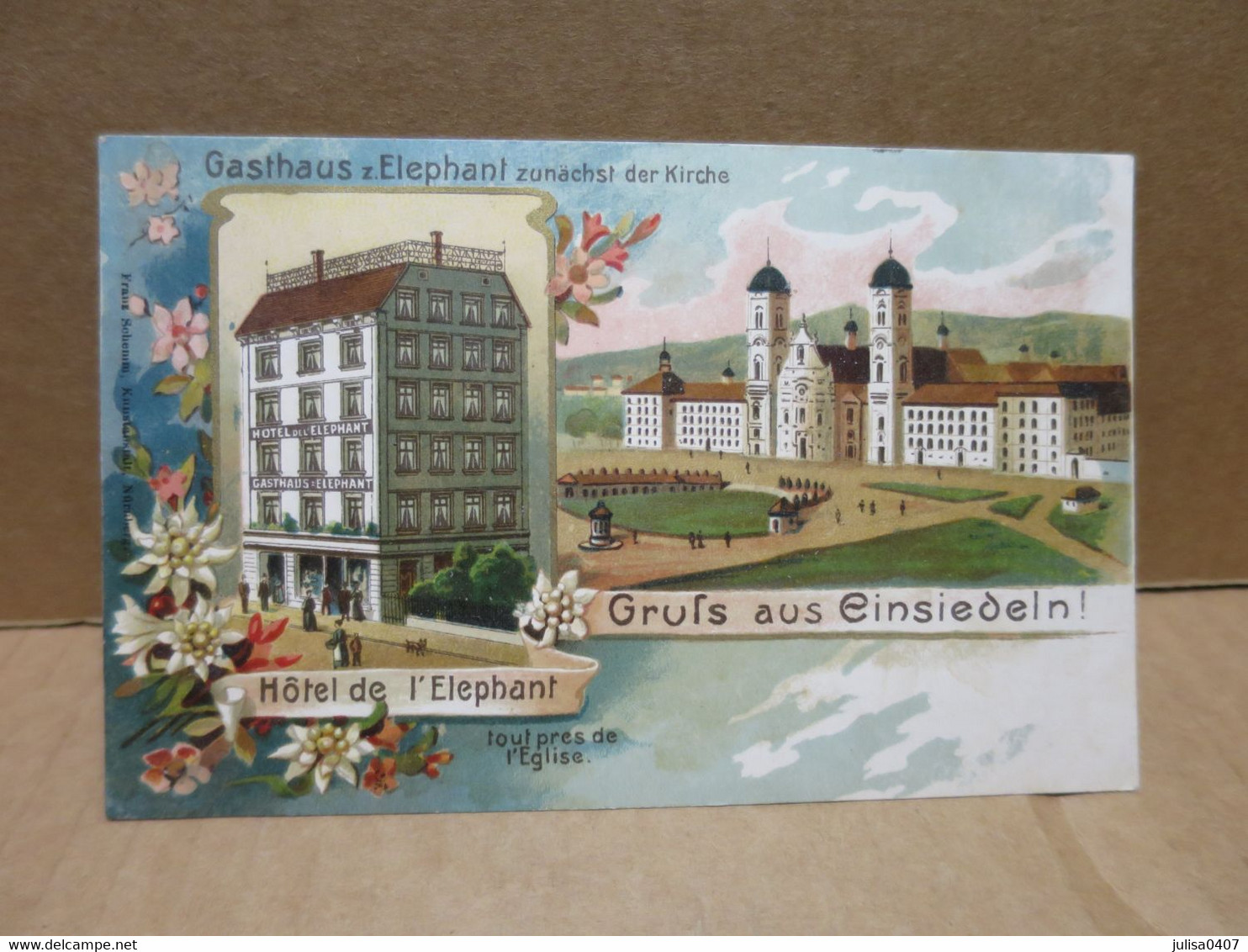 EINSIEDELN (Suisse) Carte Gruss Publicitaire Hotel De L'Eléphant - Einsiedeln