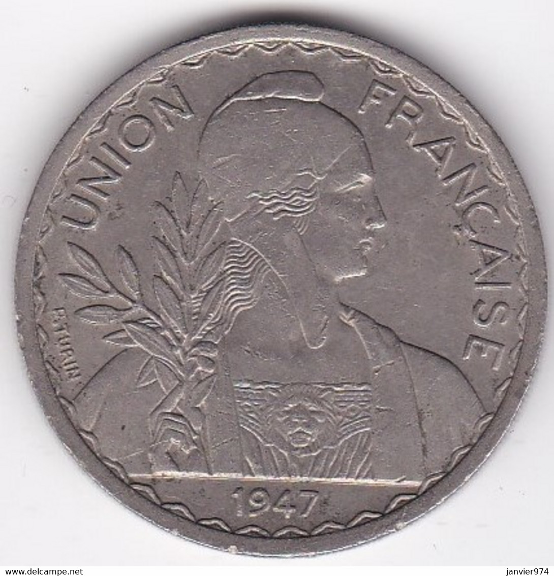 Indochine Union Française, 1 Piastre 1947, Tranche Striée, Cupronickel, Lec# 320 - Indochina Francesa