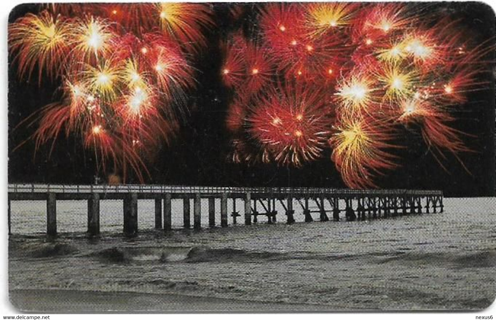 Namibia - Telecom Namibia - Happy New Year, Fireworks At Pier In Sea, 10$, 2001, Used - Namibie