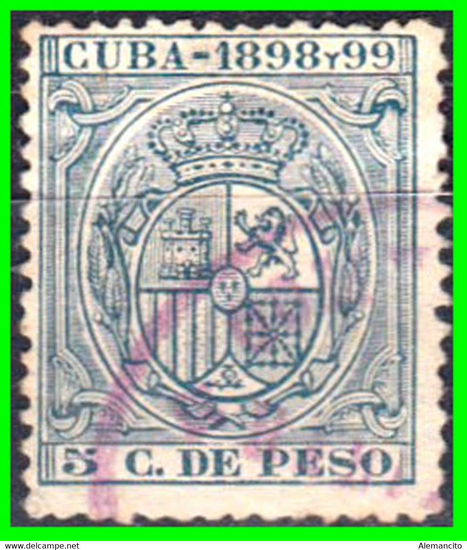 CUBA  ESPAÑOLA ( AMERICA DEL NORTE )  SELLO 5-Ct. AÑO 1898 FISCAL  “ ISLA DE CUBA “ - Préphilatélie