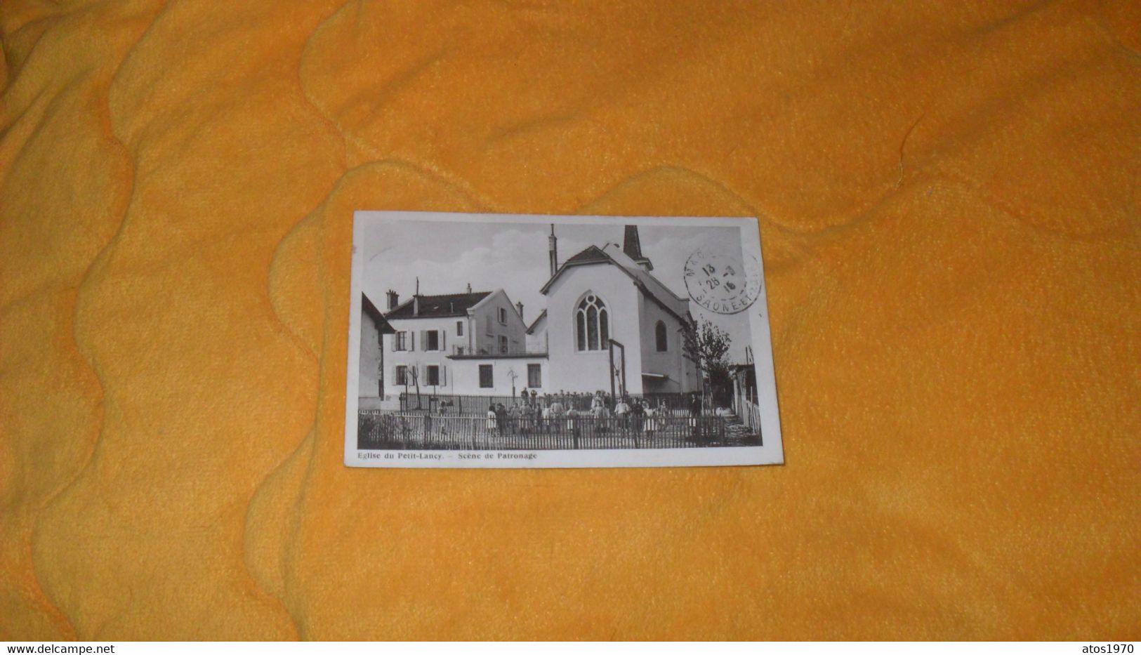 CARTE POSTALE ANCIENNE CIRCULE DE 1915../ EGLISE DU PETIT-LANCY.- SCENE DE PATRONAGE...CACHETS + TIMBRE - Lancy