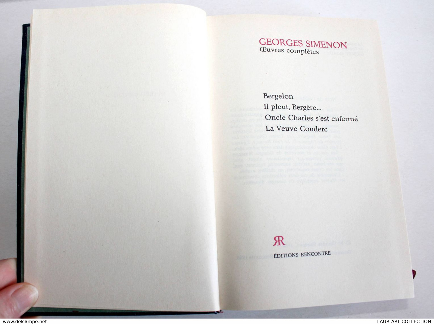 GEORGES SIMENON, OEUVRES COMPLETES N°14 BERGELON, IL PLEUT BERGERE, ONCLE, VEUVE / ANCIEN LIVRE DE COLLECTION (2301.232) - Simenon