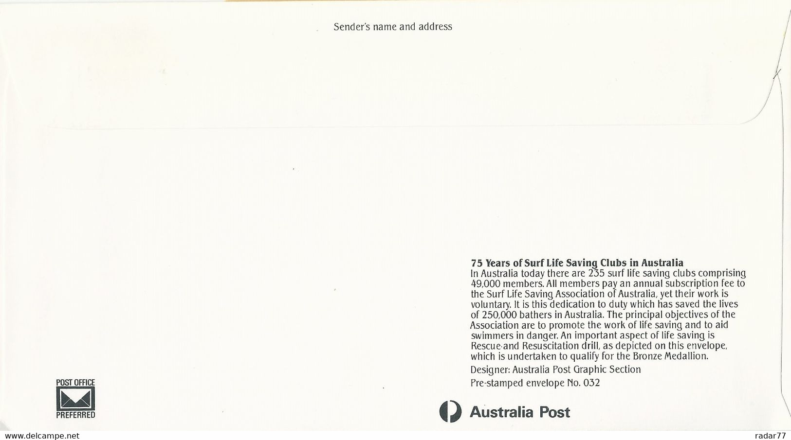 Entier Postal Australie Thème Sauveteurs En Mer - Secourisme