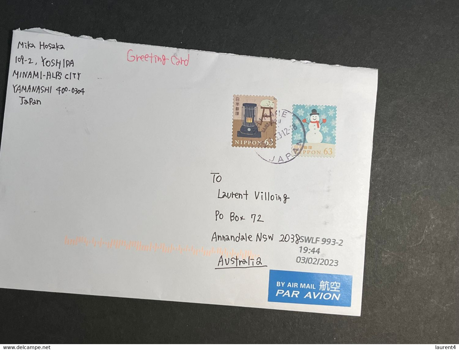 (3 Oø 13) Letter Posted From Japan To Australia (during COVID-19) 2023 - Covers & Documents