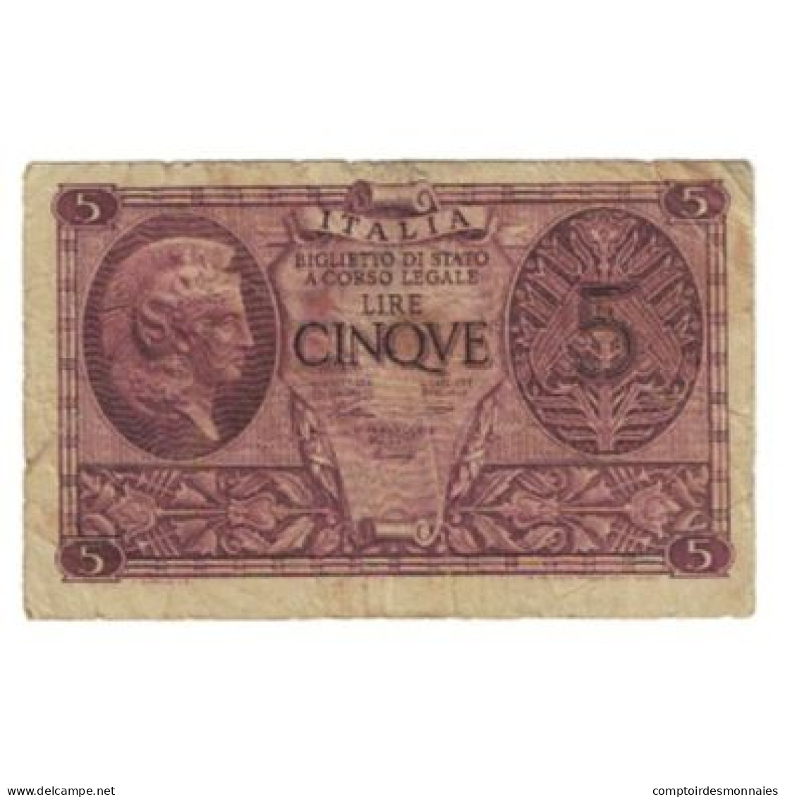 Billet, Italie, 5 Lire, 1944, 1944-11-23, KM:31a, TB - Regno D'Italia – 5 Lire