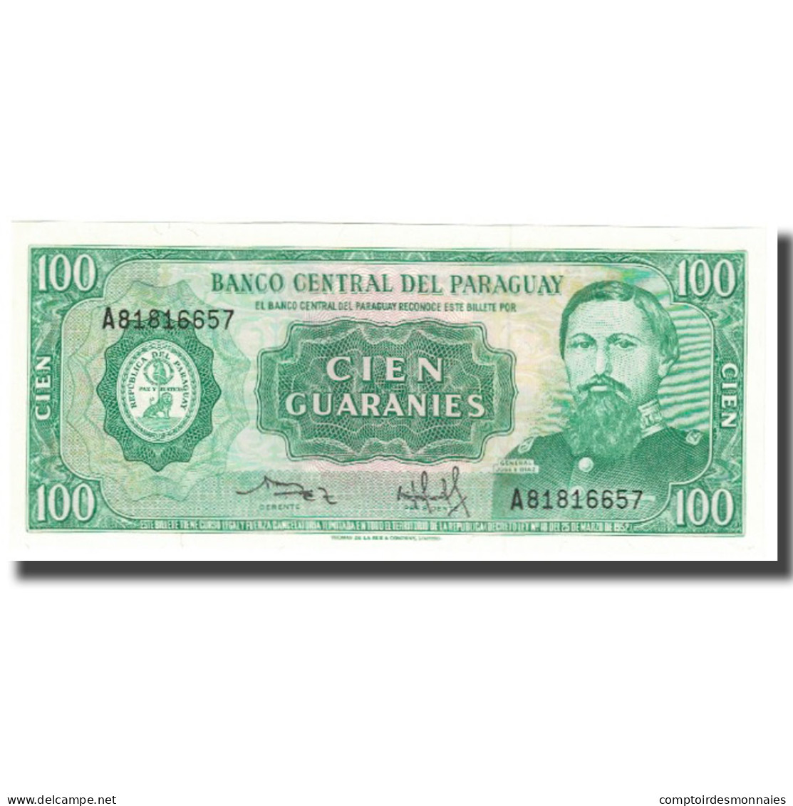 Billet, Paraguay, 100 Guaranies, 1952, 1952-03-25, KM:205, NEUF - Paraguay