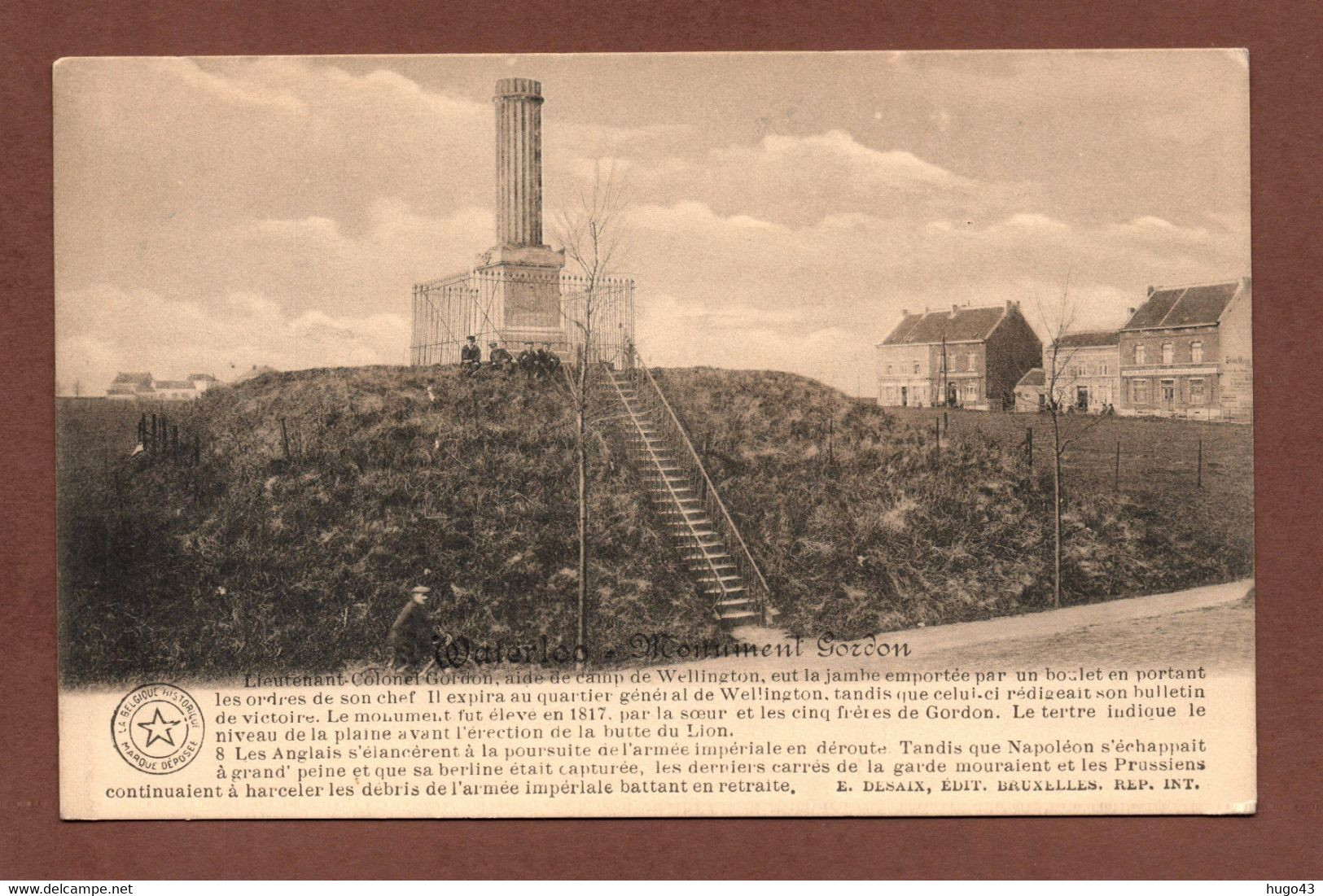 (RECTO / VERSO) WATERLOO - MONUMENT GORDON - CPA - Waterloo