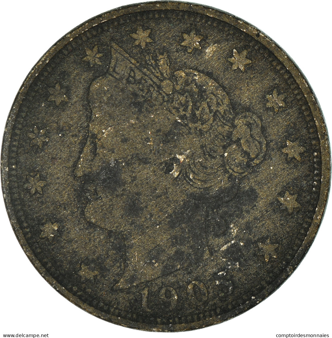 Monnaie, États-Unis, Liberty Nickel, 5 Cents, 1905, U.S. Mint, Philadelphie - 1883-1913: Liberty (Libertà)