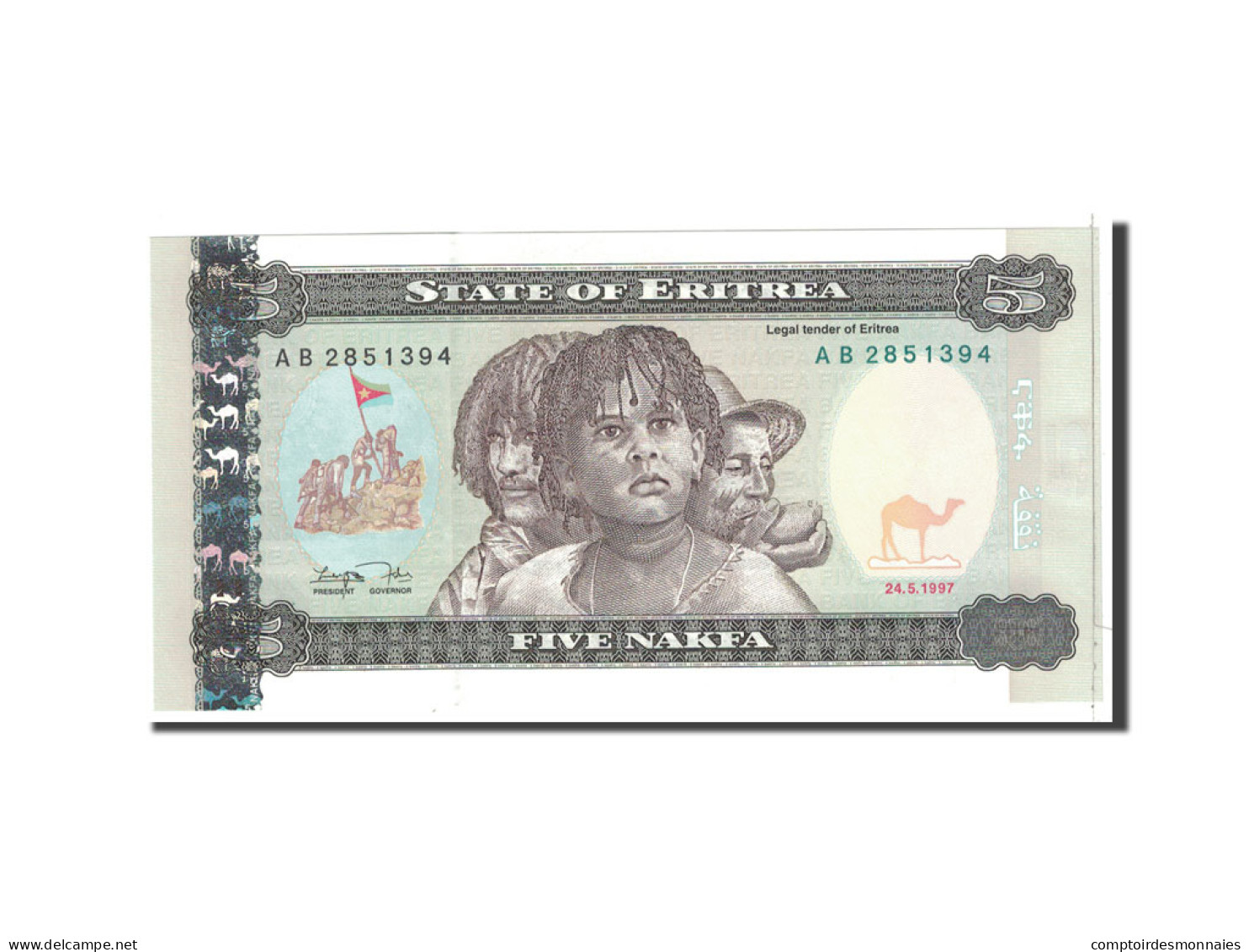 Billet, Eritrea, 5 Nakfa, 1997, 1997-05-24, KM:2, NEUF - Erythrée