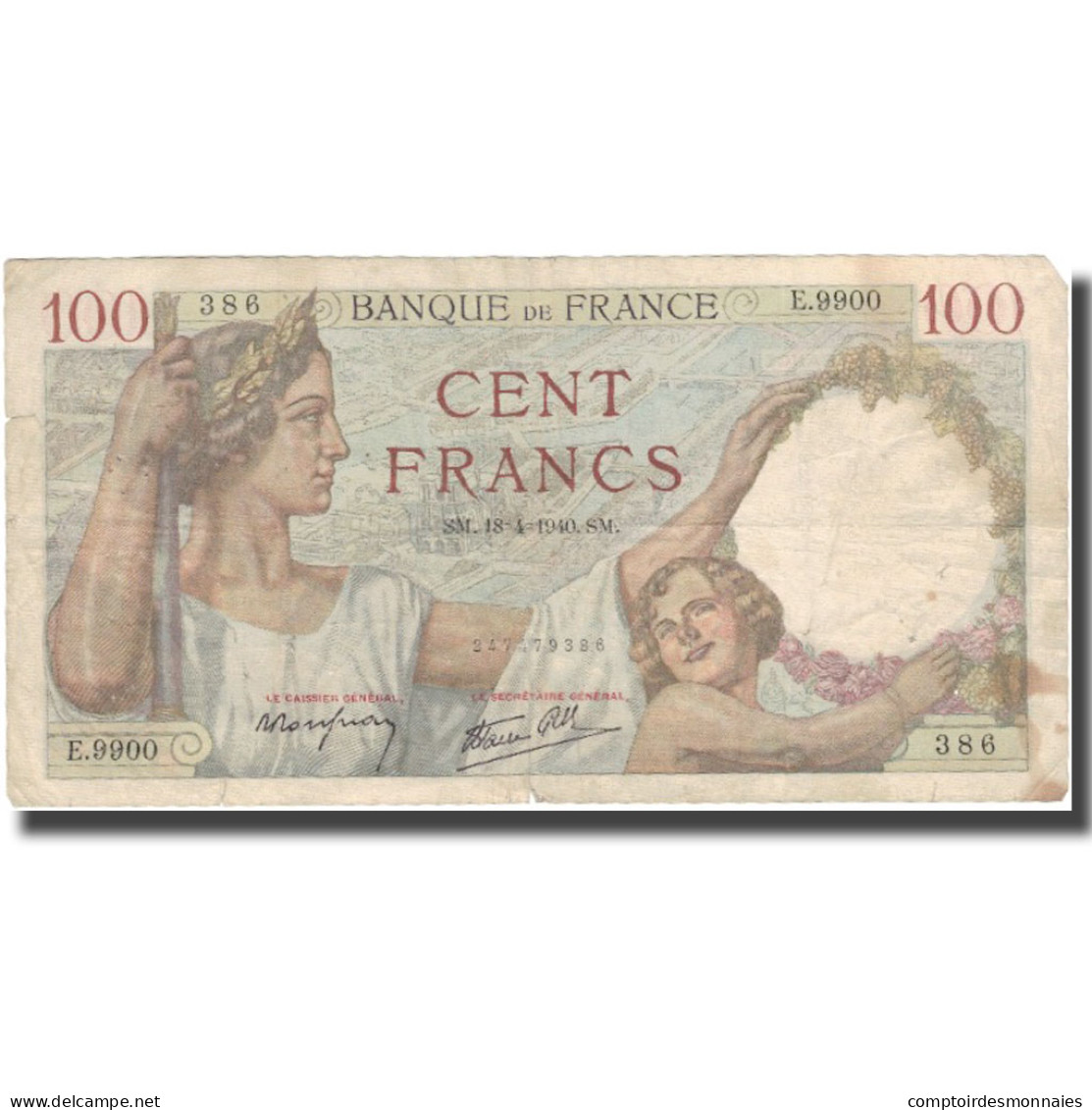 France, 100 Francs, 100 F 1939-1942 ''Sully'', 1940, 1940-04-18, TB - 100 F 1939-1942 ''Sully''