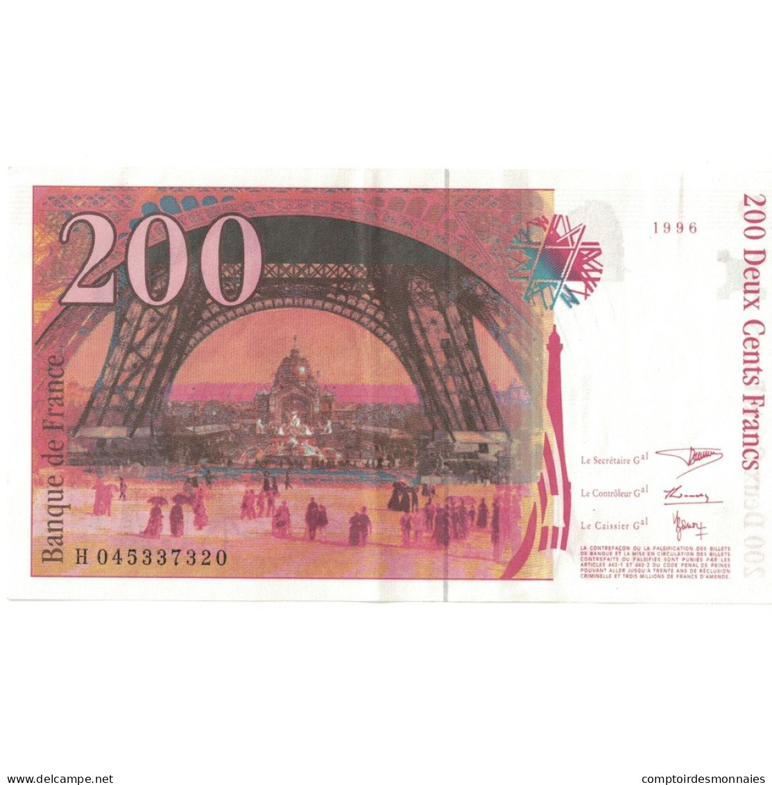 France, 200 Francs, Eiffel, 1996, H.045, SUP+, Fayette:75.3b, KM:159b - 200 F 1995-1999 ''Eiffel''