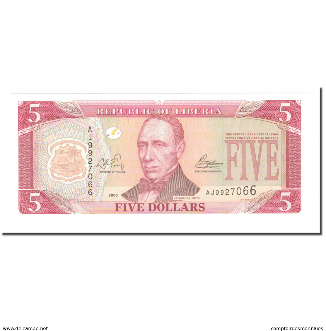 Billet, Liberia, 5 Dollars, 2003, KM:26a, NEUF - Liberia
