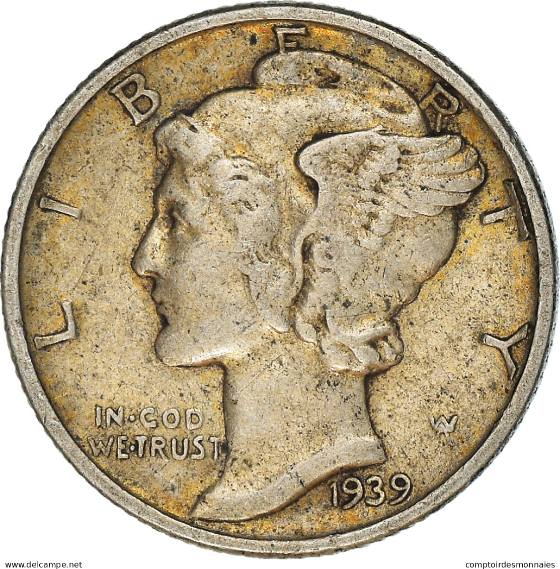 Monnaie, États-Unis, Mercury Dime, Dime, 1939, U.S. Mint, Philadelphie, TTB - 1916-1945: Mercury