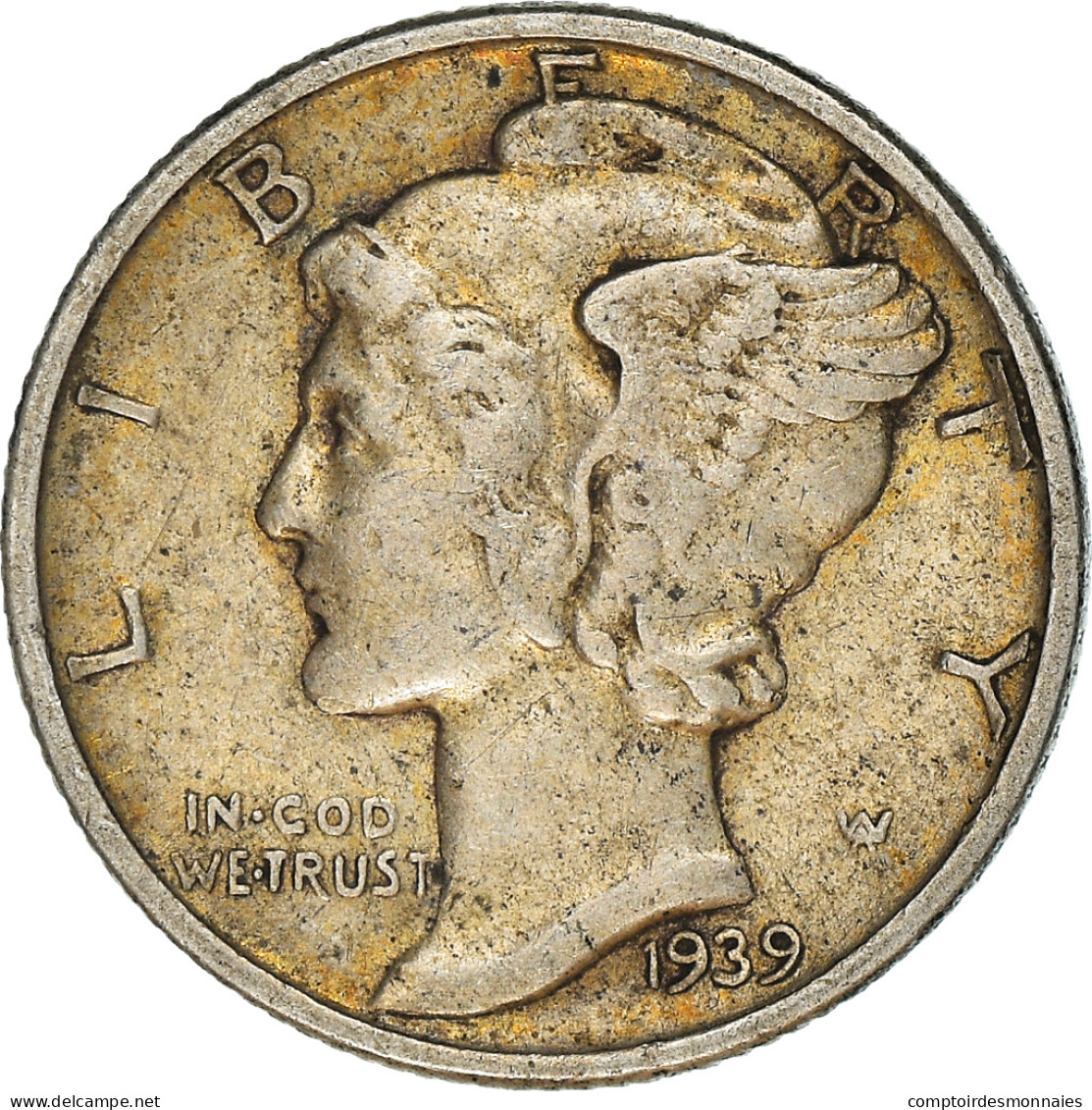 Monnaie, États-Unis, Mercury Dime, Dime, 1939, U.S. Mint, Philadelphie, TTB - 1916-1945: Mercury (kwik)