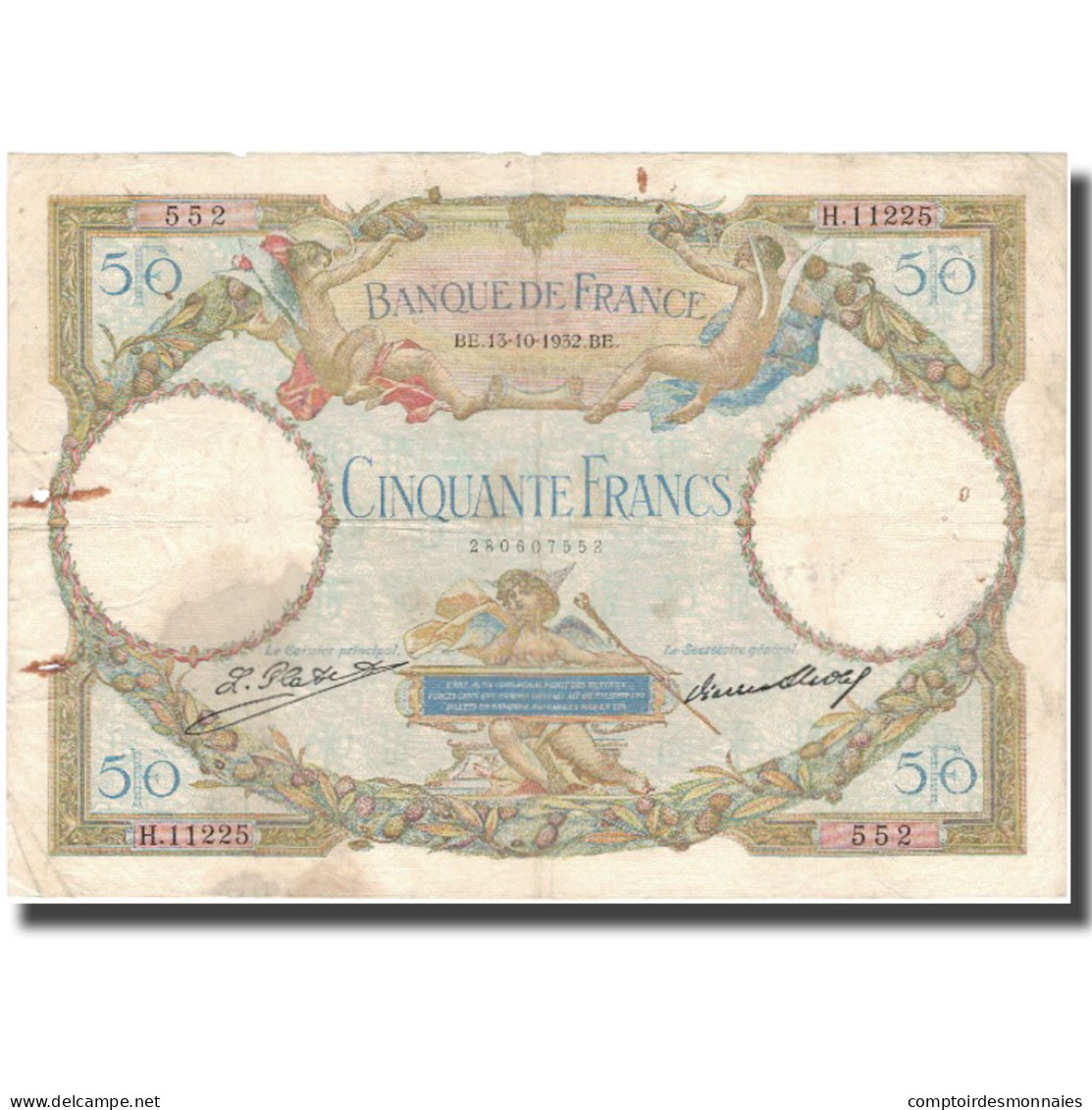 France, 50 Francs, Luc Olivier Merson, 1932, 1932-10-13, TB, Fayette:16.3 - 50 F 1927-1934 ''Luc Olivier Merson''
