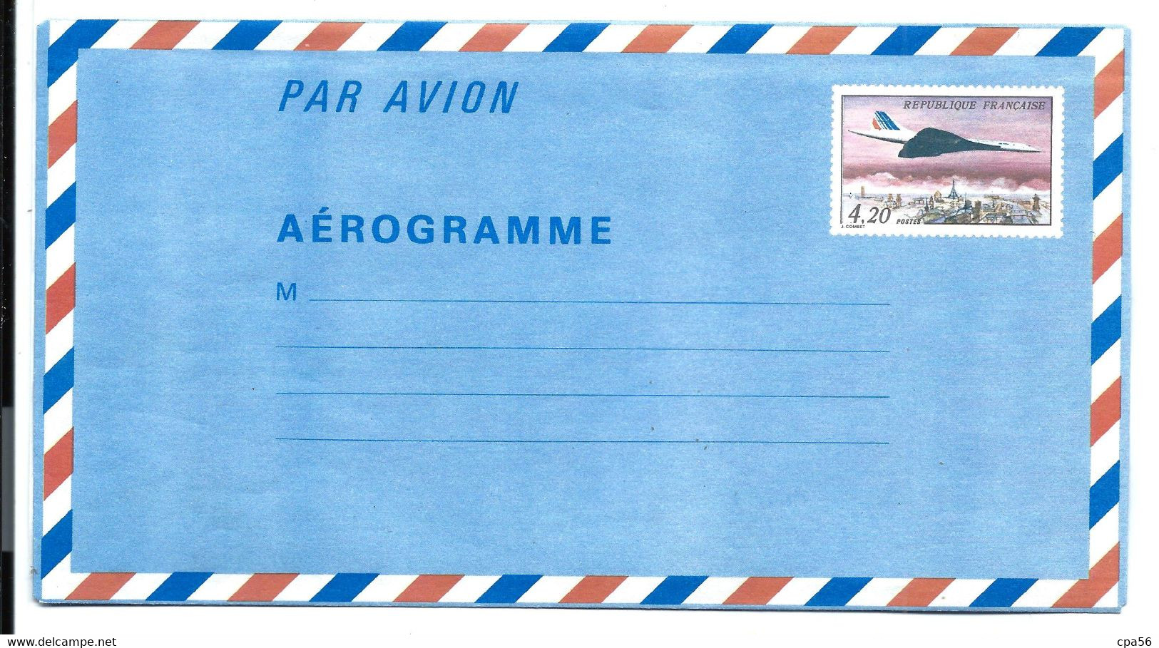 Entier Aérogramme Concorde 4,20F - VENTE DIRECTE X - Aérogrammes