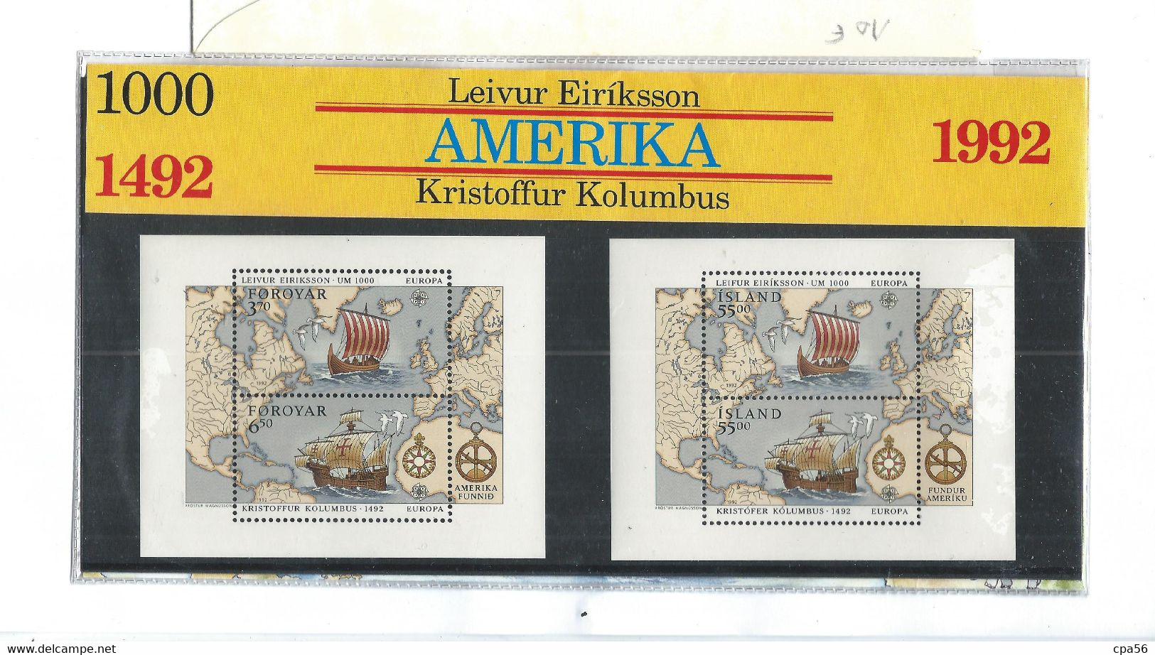 Iceland Island And Faroe Islands 1992 Leivur Eiriksson / Kristoffur Kolumbus Amerika, Folder With Blocs MNH(**) - Neufs
