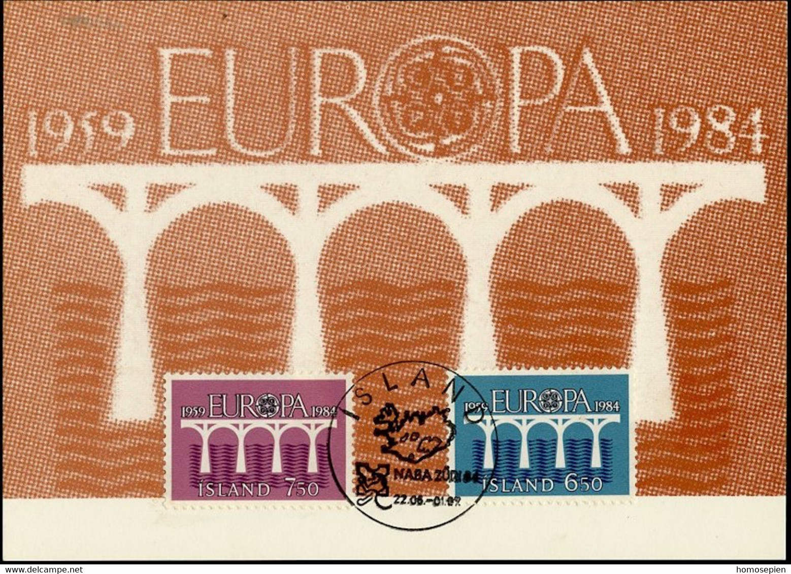 Islande - Island - Iceland CM 1984 Y&T N°567 à 568 - Michel N°MK614 à 615 - EUROPA - Maximumkarten