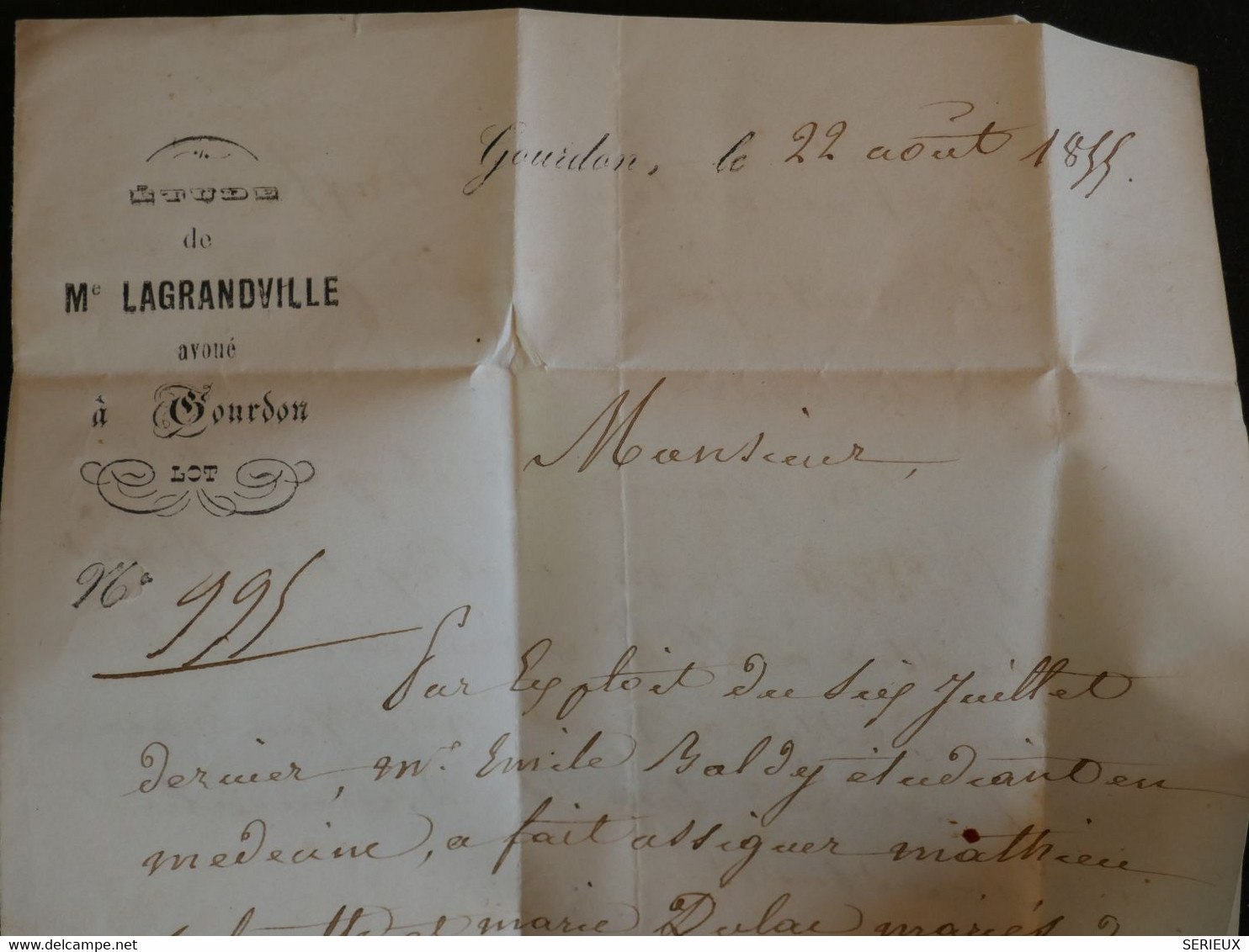 BO1  FRANCE  BELLE LETTRE RR 1855 GOURDON A CAHORS +NAPOLEON N° 14  + +AFFRAN. INTERESSANT+ + - 1853-1860 Napoléon III