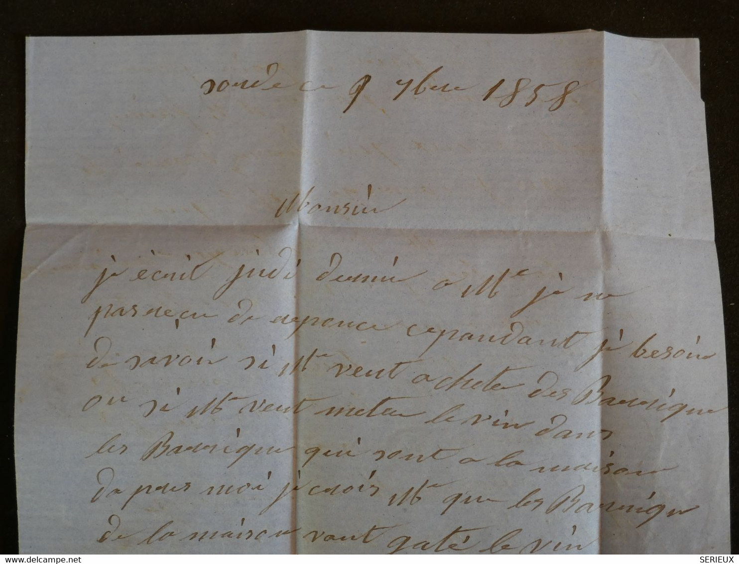 BO1  FRANCE  BELLE LETTRE RR 1858 PEYREHORADE A BIGORRE  +NAPOLEON N° 14  + CACHET RR +AFFRAN. INTERESSANT+ + - 1853-1860 Napoléon III.