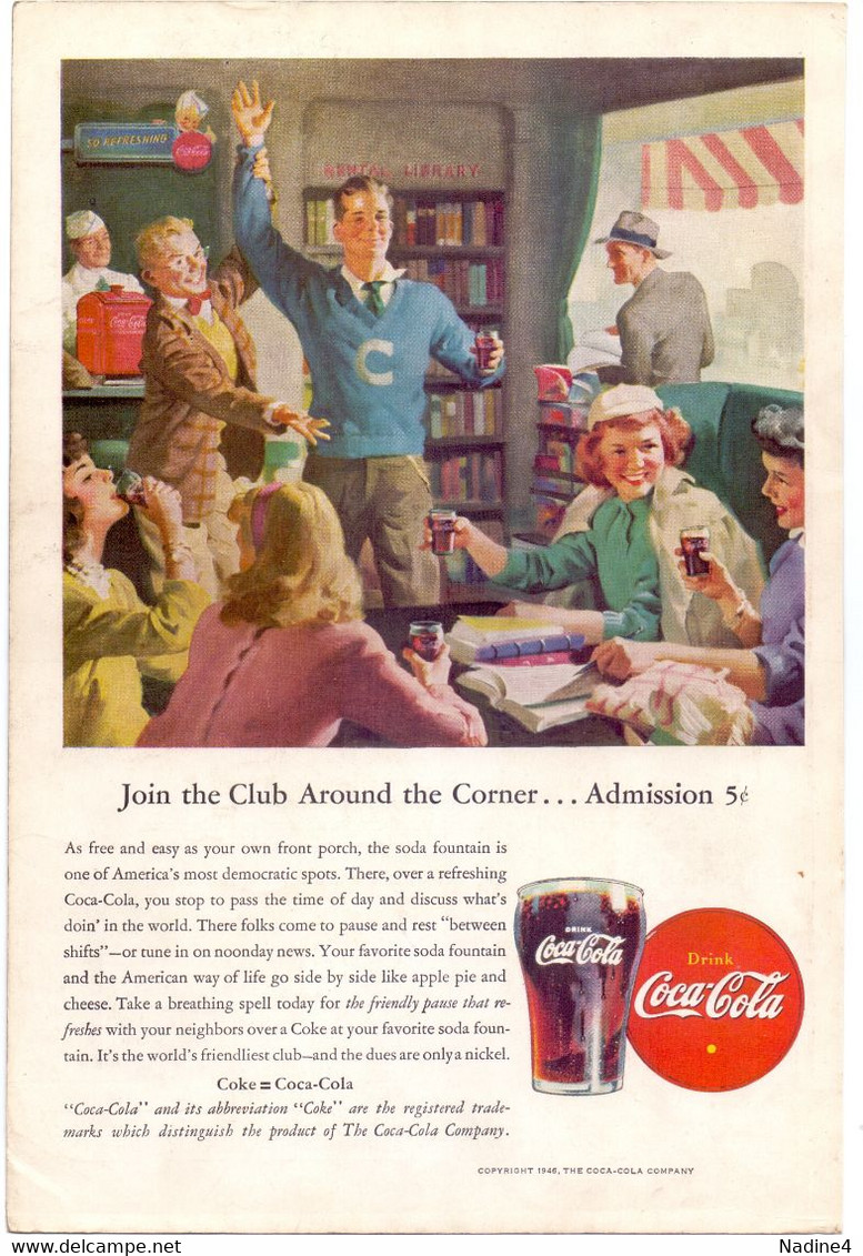 Pub Reclame - Coca Cola - Join The Club  - Knipsel Coupure Magazine 1946 - Reclame-affiches