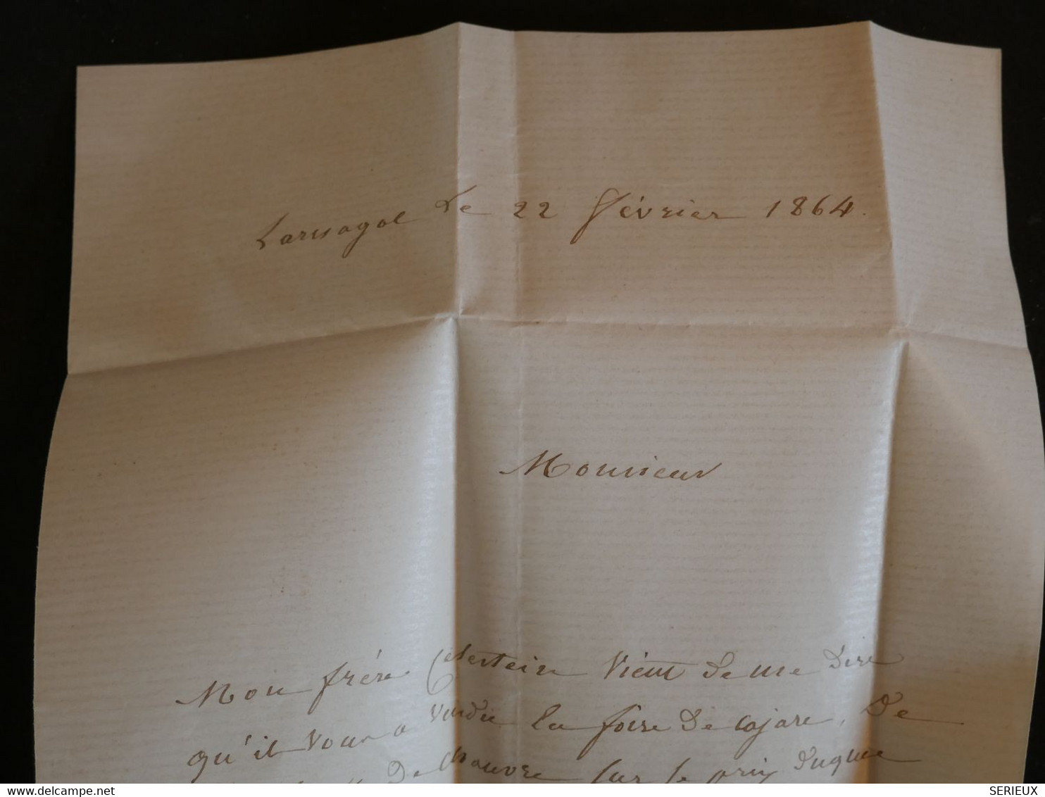 BO1  FRANCE  BELLE LETTRE RR 1864    +NAP N° 22  + CARJAC A VILLEFRANCHE  +AFFRANC. INTERESSANT+ + - 1853-1860 Napoléon III.