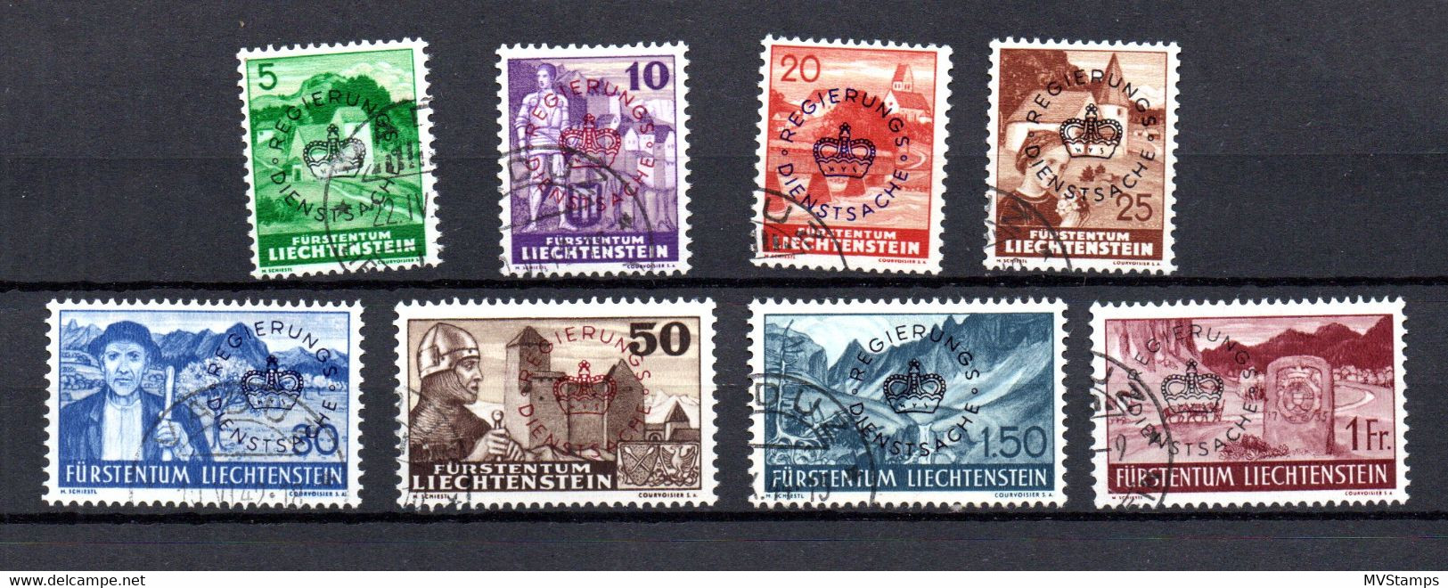 Liechtenstein 1937 Set Service/dienst Stamps (Michel D 20/27) Nice Used - Official