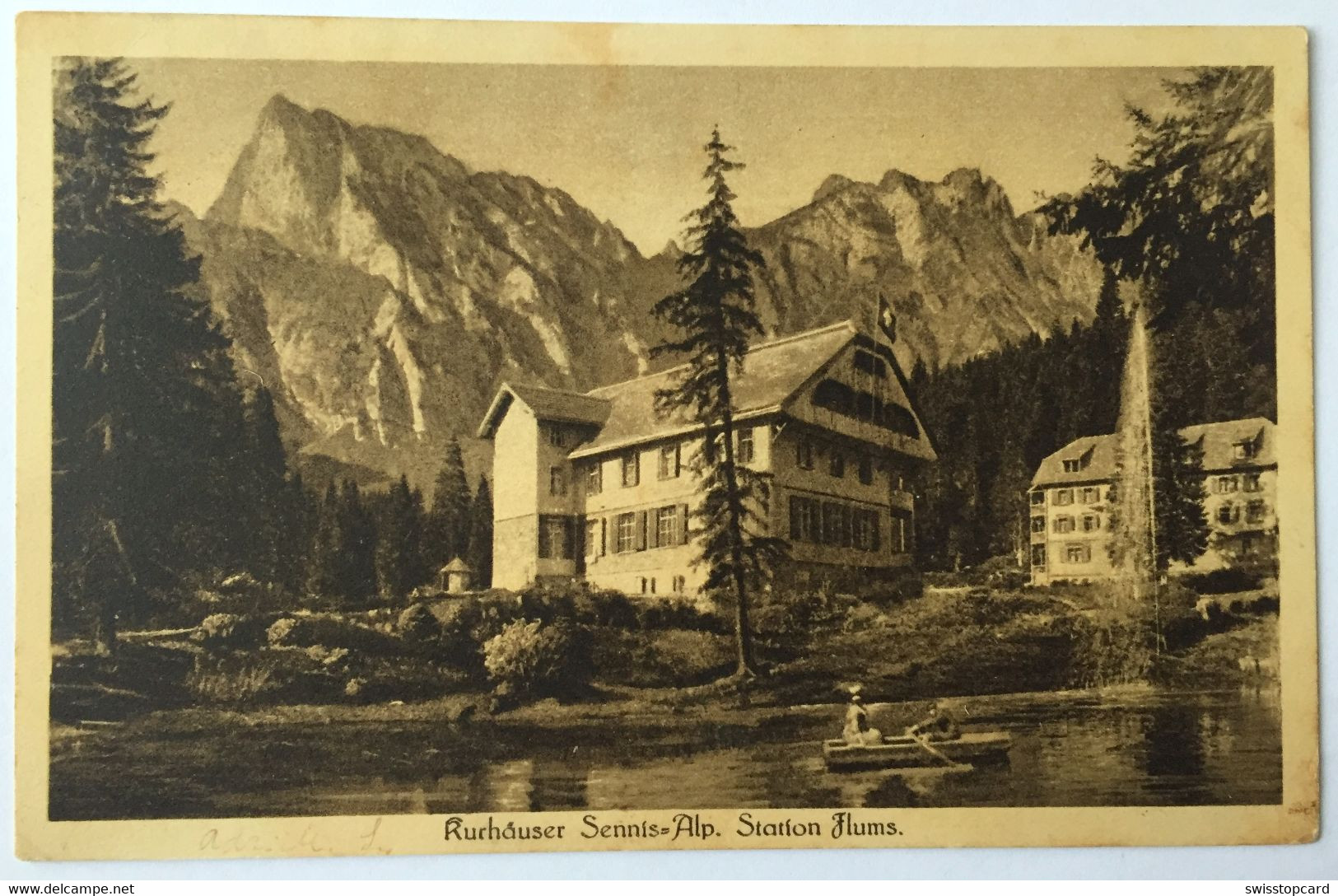 FLUMS BERSCHIS Kurhäuser Sennis-Alp Gel. 1921 Stempel Hotel-Kurhäuser - Flums