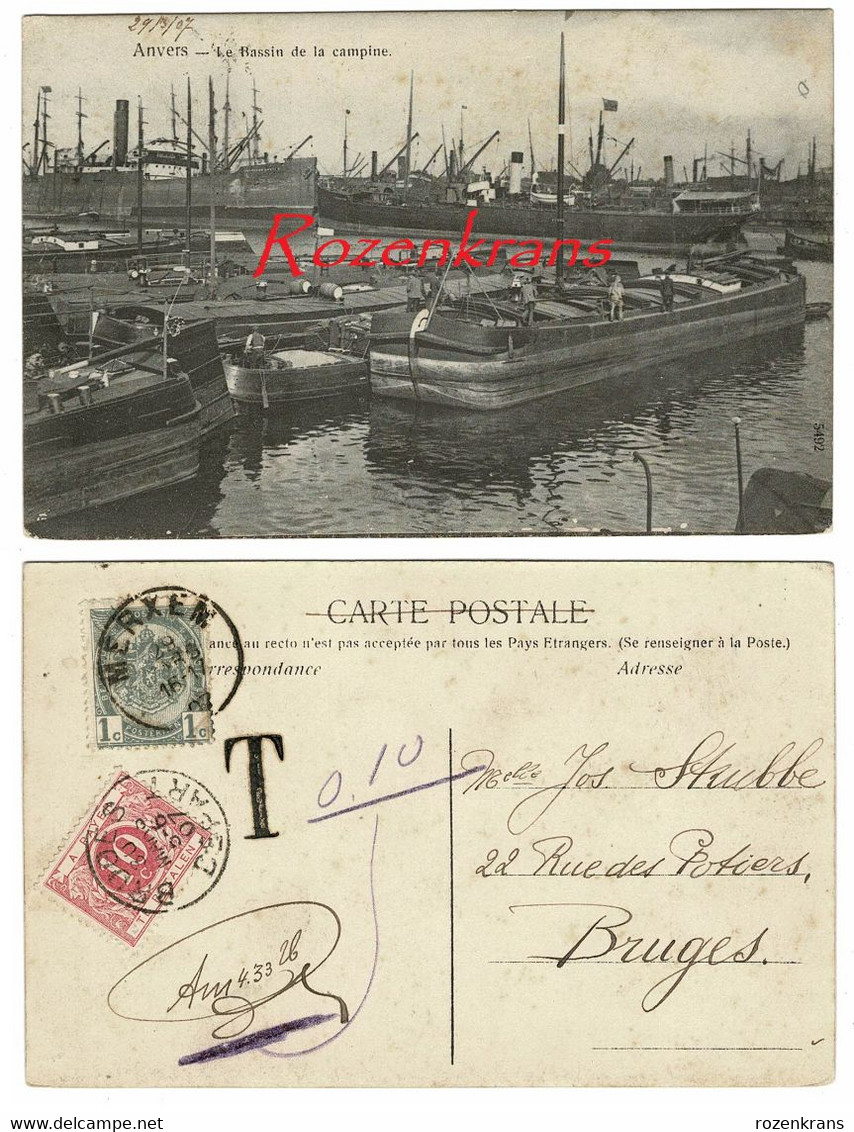 Timbre Fiscal  Strafportzegel Tax Timbre Antwerpen Antwerpse Haven La Bassin De La Campine Kempisch Dok Le Port - Stamps