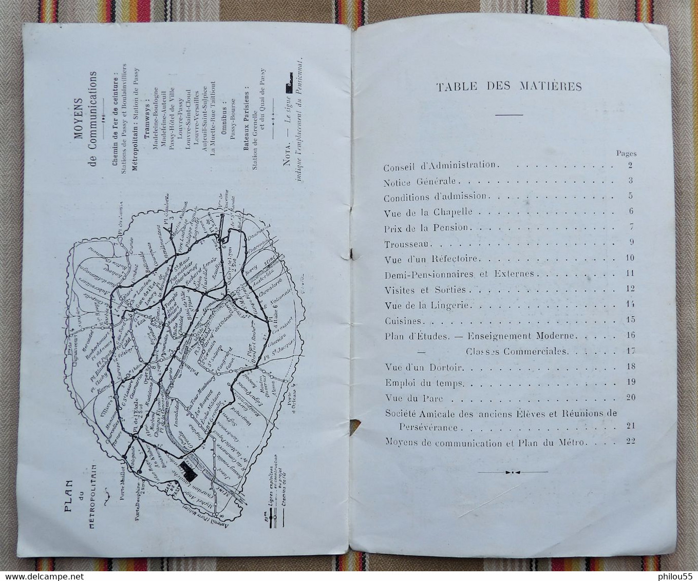 PENSIONNAT DE PASSY 75 PARIS 16e 1934 PASSY FROYENNES Conditions d'Admission