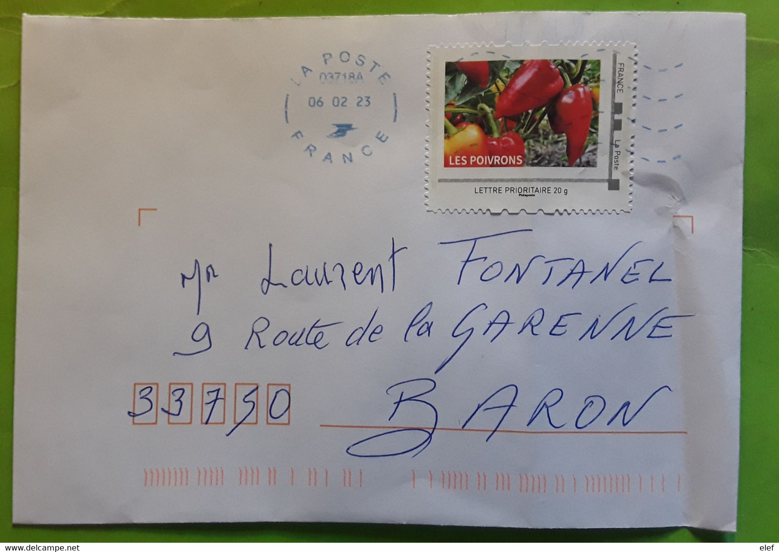 France Lettre Prioritaire Avec Timbre Personnalisé LES POIVRONS , Pepper Pimienta , 2023 - Gemüse