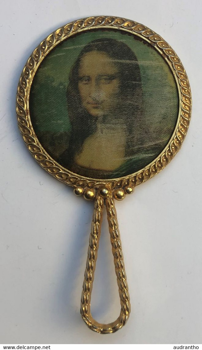 Face à Main - Miroir De Poche Vintage En Métal Doré Avec Joconde Léonard De Vinci - Accessories